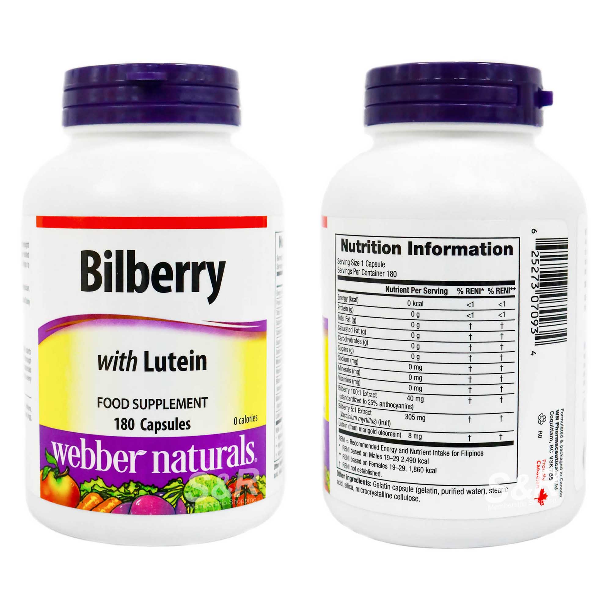 ber Naturals Bilberry with Lutein 180 capsules