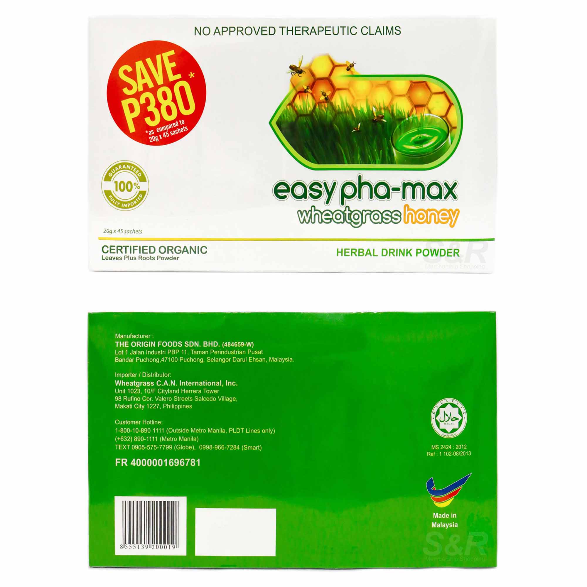 Easy PhaMax Wheatgrass Honey Herbal Drink 45 Sachets
