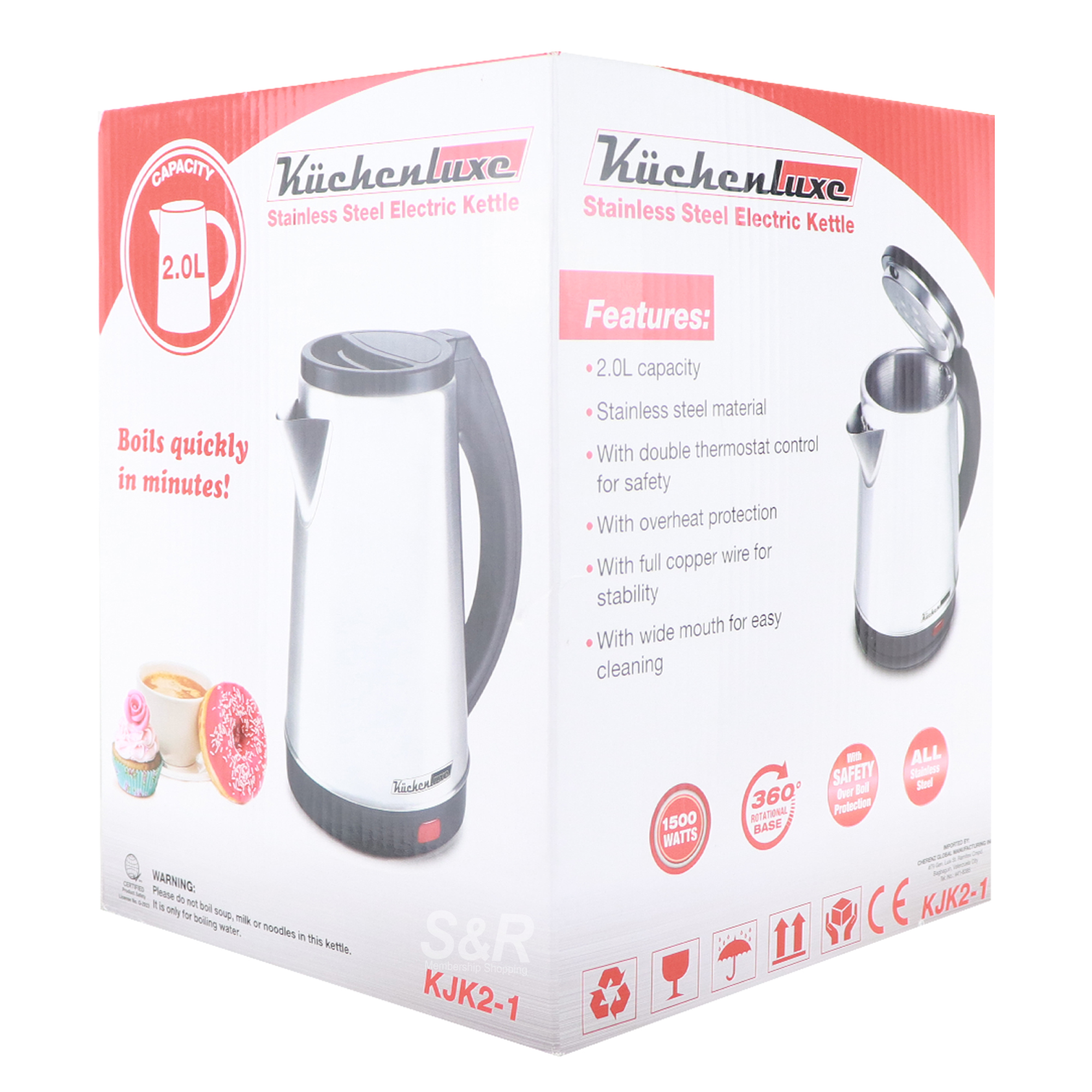Kuchenluxe Stainless Steel Electric Kettle KJK21