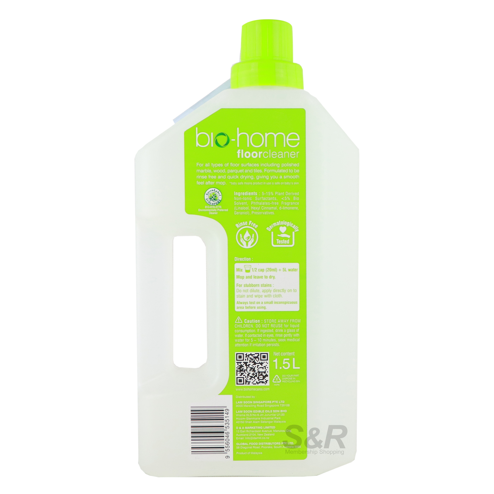BioHome Floor Cleaner Baby Safe Formula Lemon Grass and Green Tea 1.5L