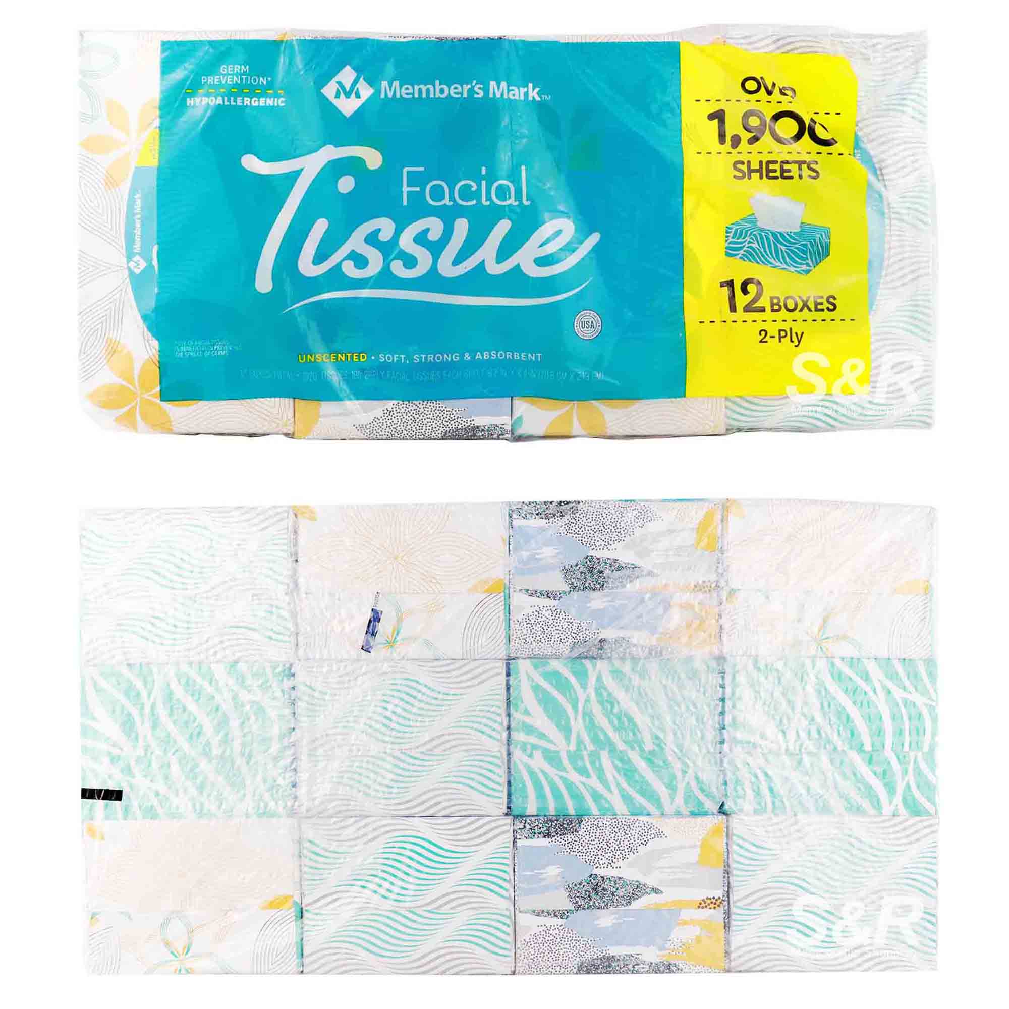 Member’s Mark Facial Tissue 2ply 12 boxes