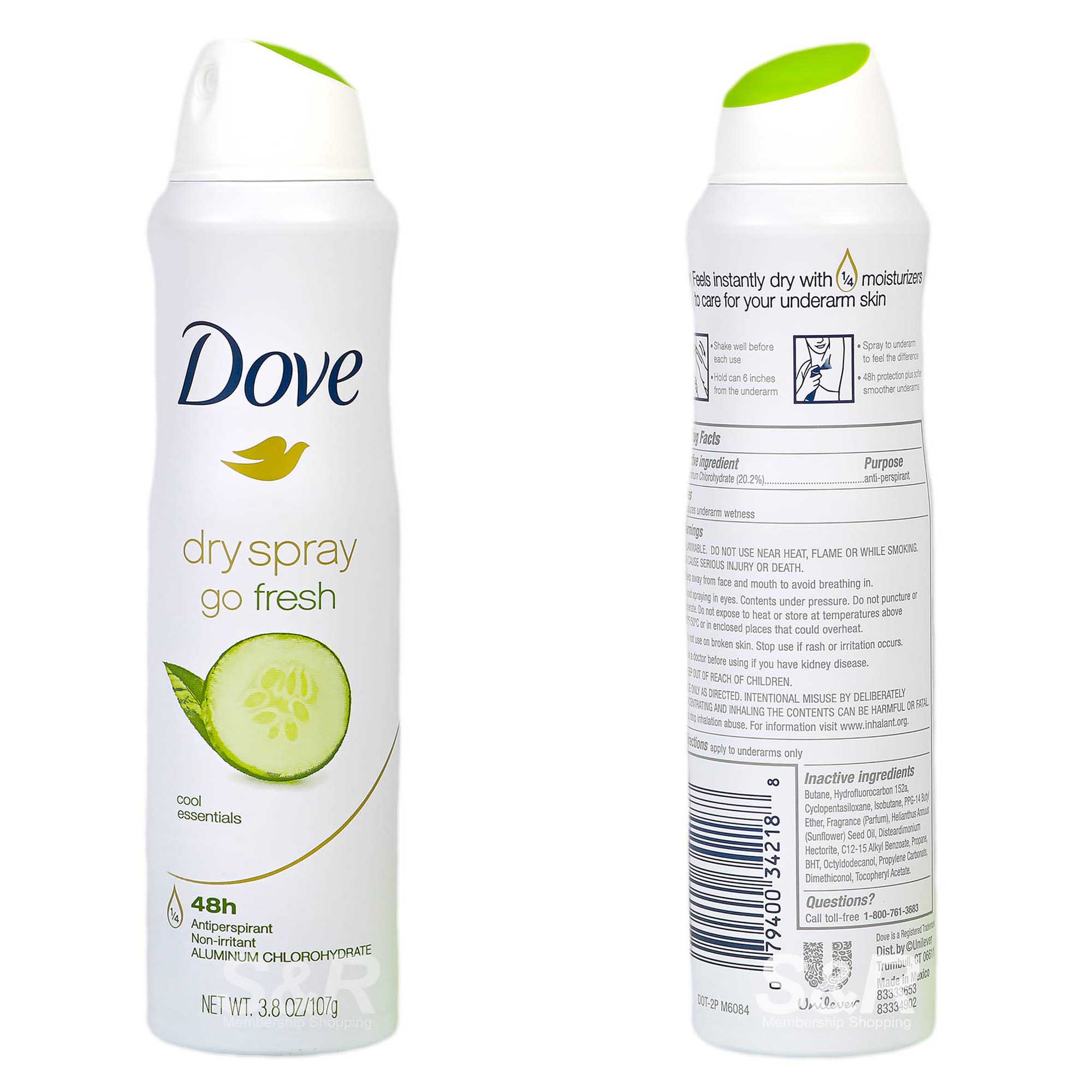 Dove Dry Spray Go Fresh Cool Essentials Cucumber and Green Tea Scent 107g
