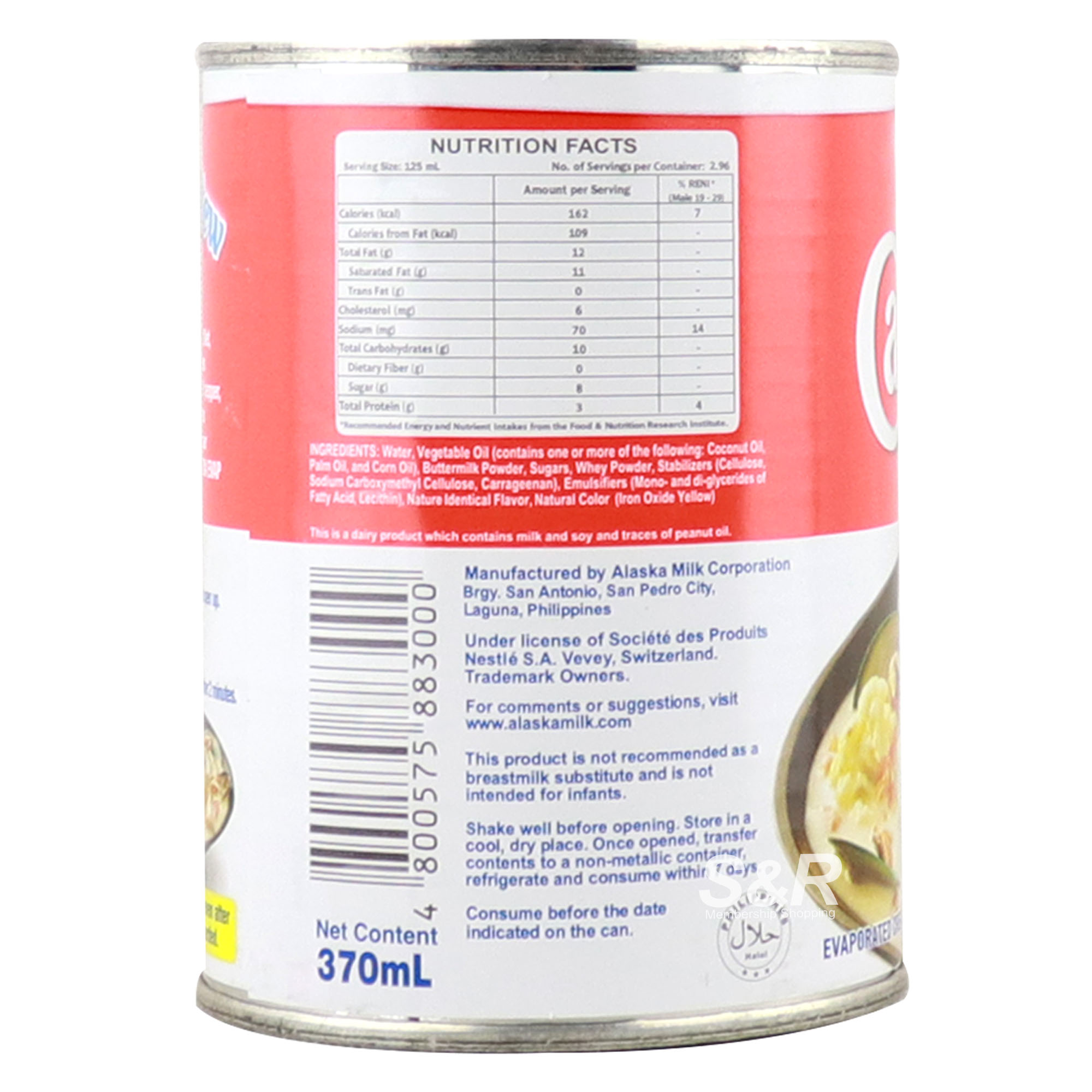 Alpine Evaporated Milk Ingredients Free Shipping