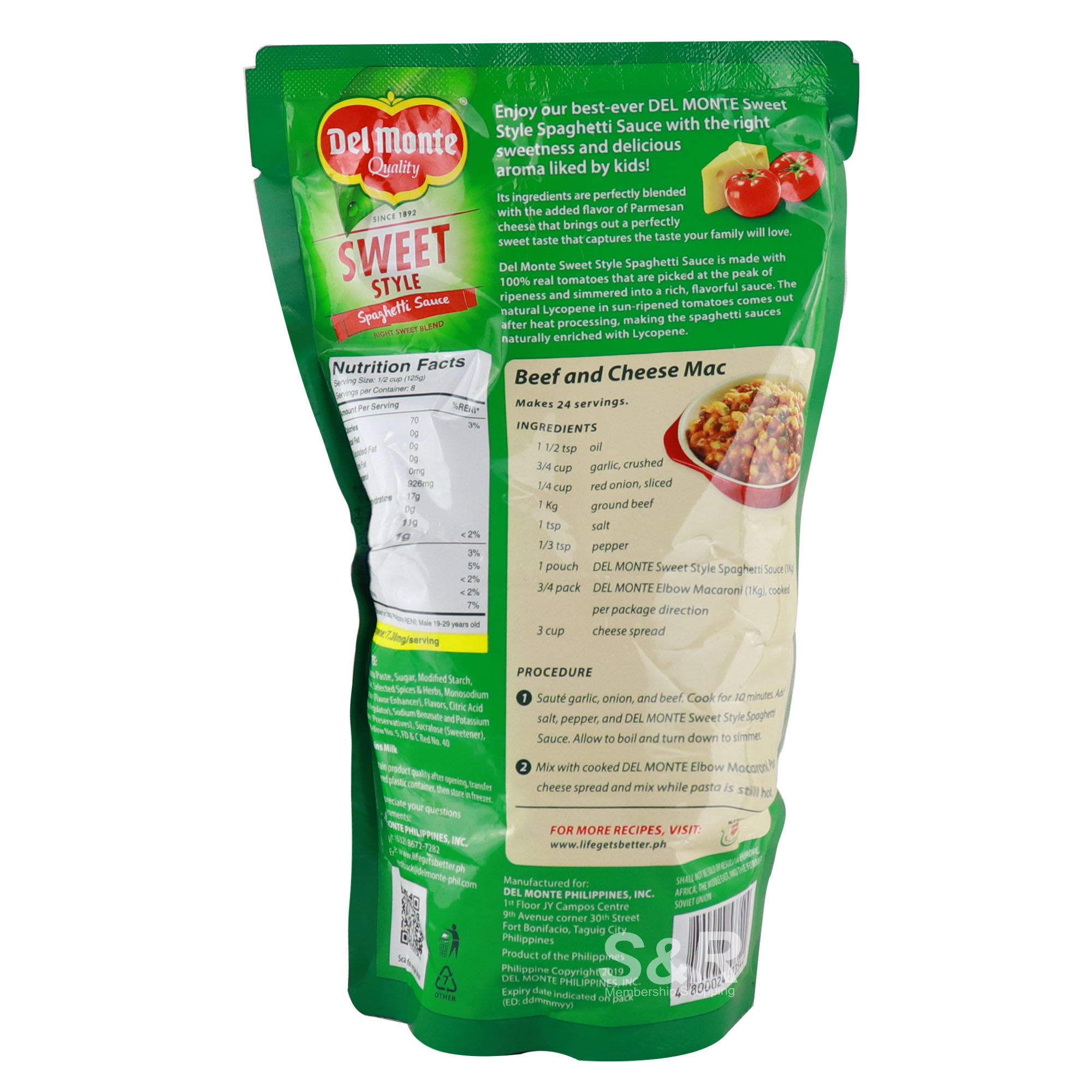 Del Monte Spaghetti Sauce Sweet