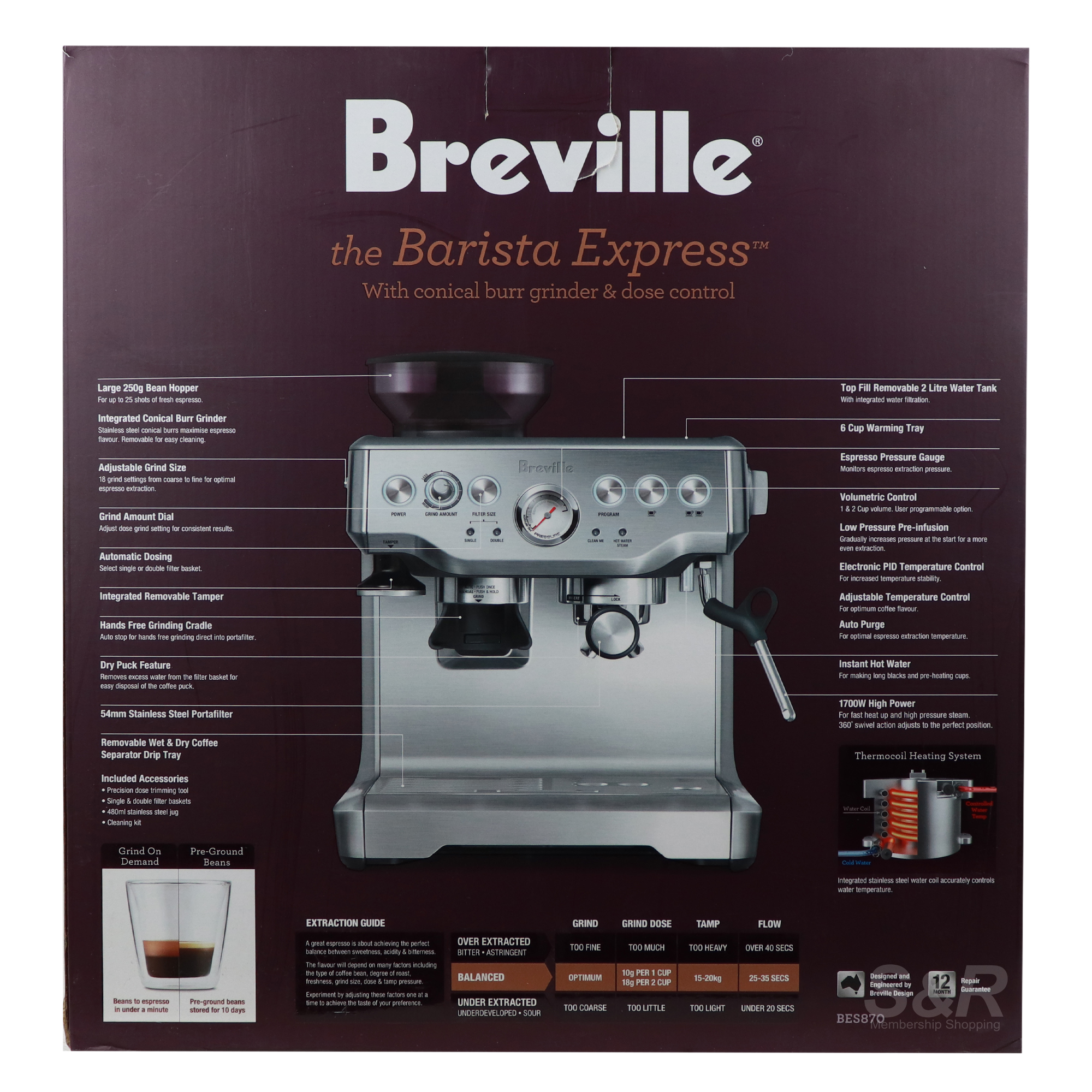Breville the Barista Express Coffee Maker and Milk Boiler BES870