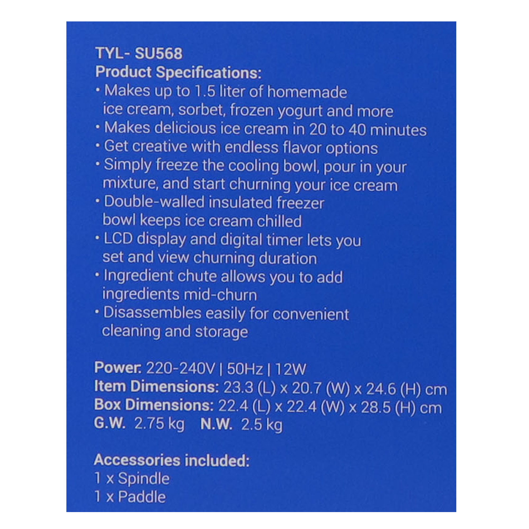 Tylr Electric Ice Cream Maker TYLSU568