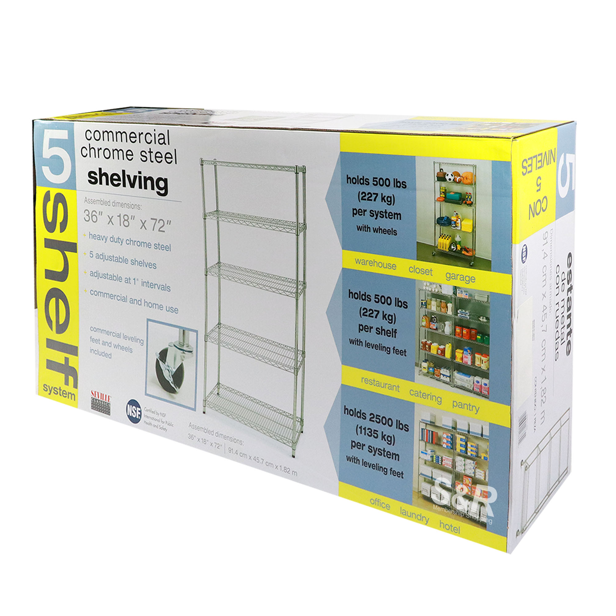 Seville Commercial Chrome 5Tier Shelving System 1pc