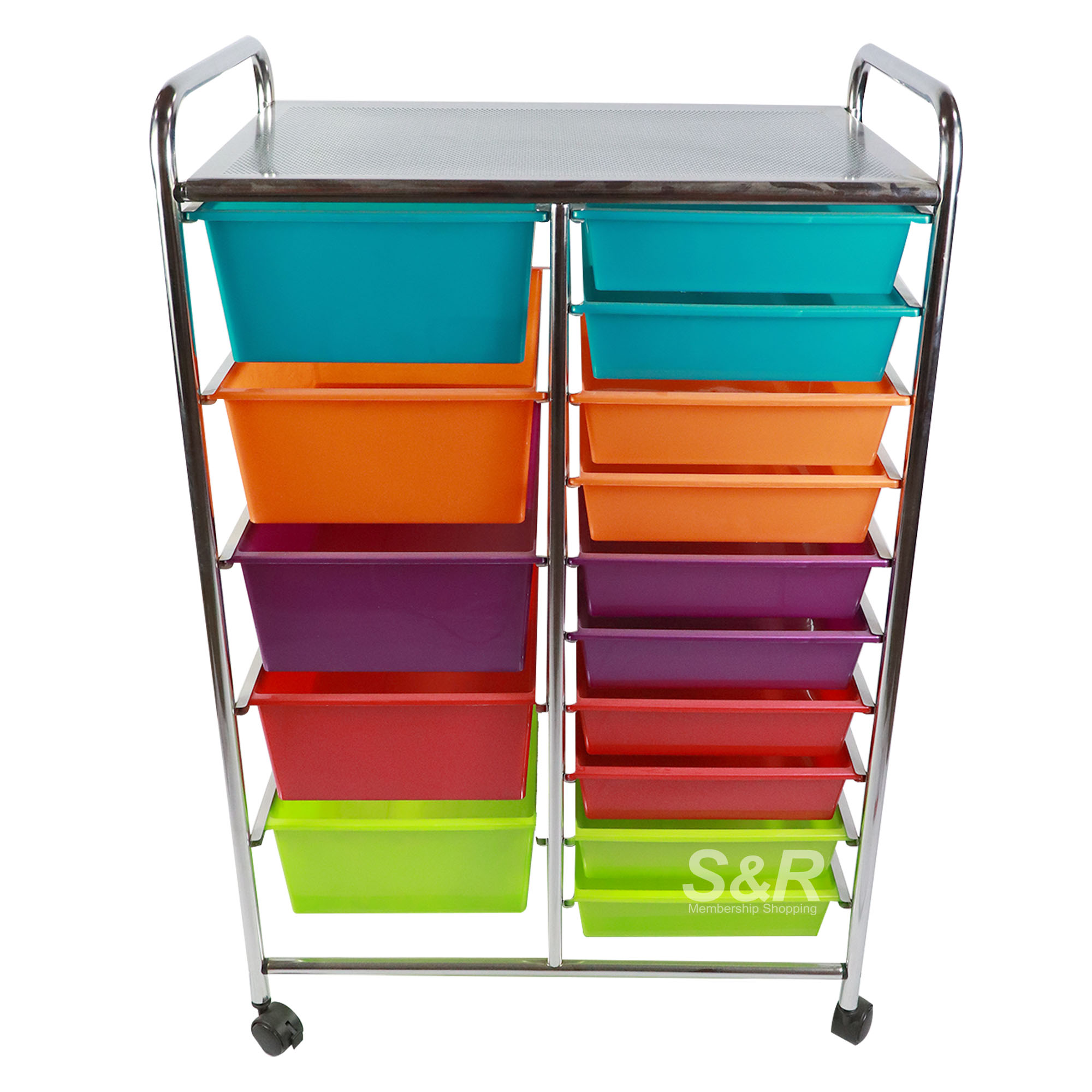 Multi-colored 15-drawer Cart