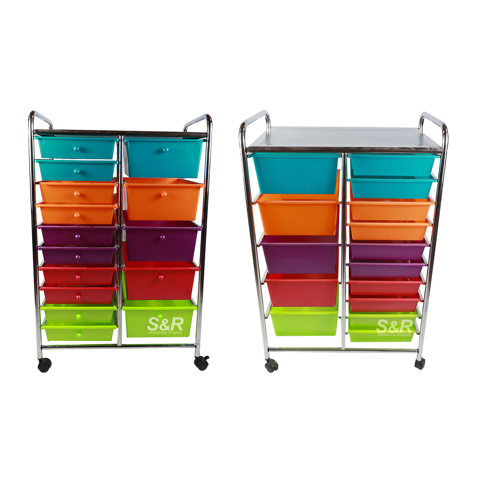 Multi-colored 15-drawer Cart