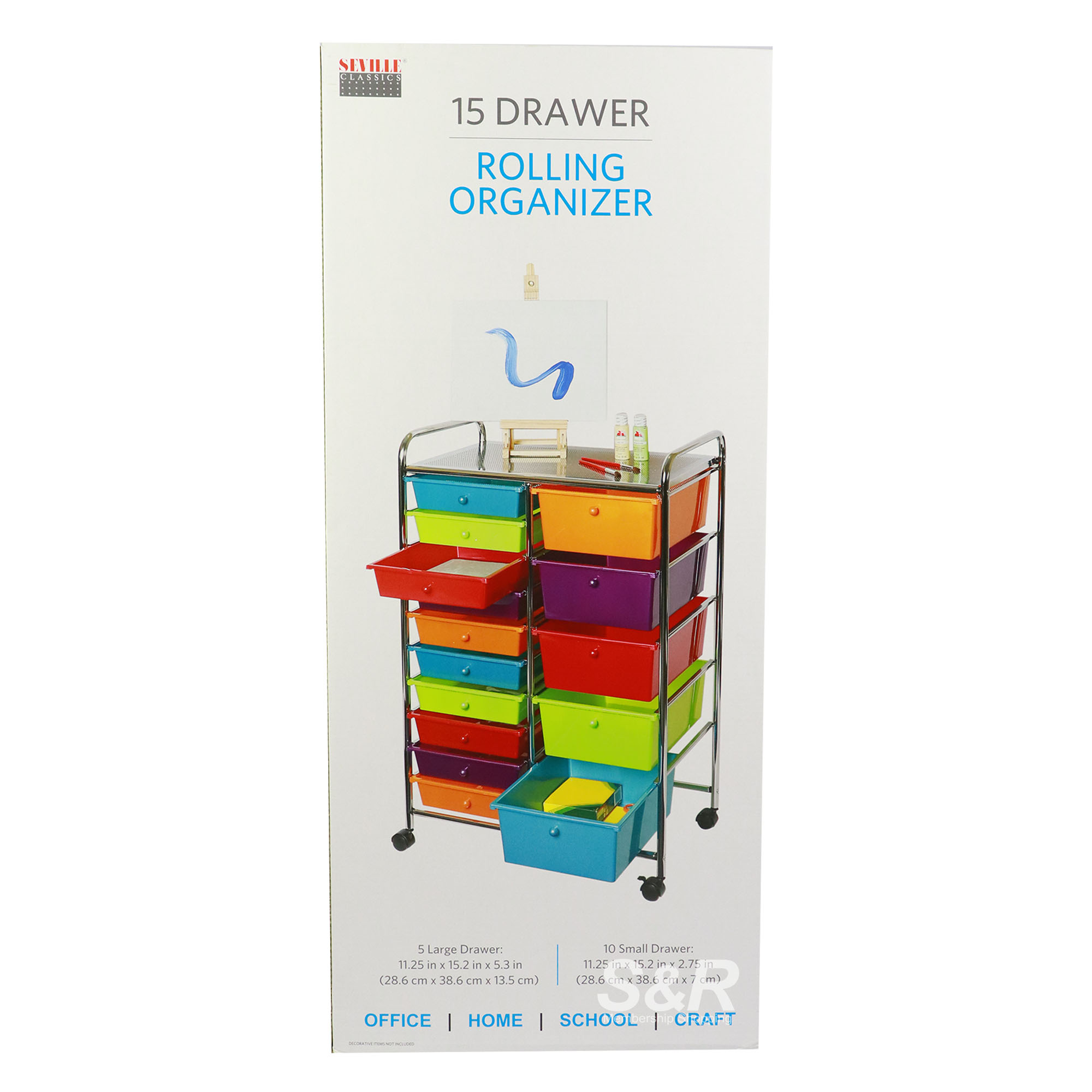 Multi-colored 15-drawer Cart