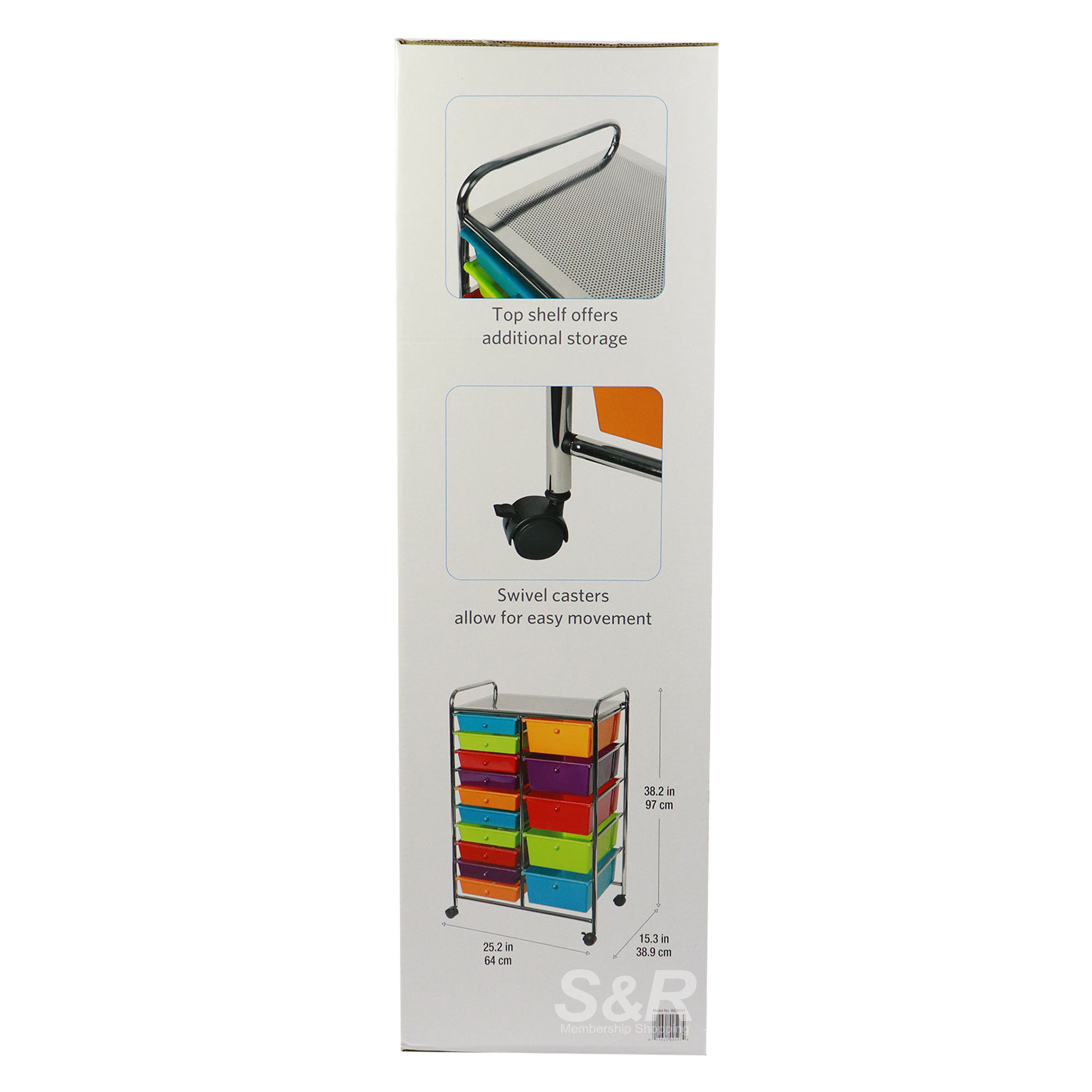 Seville Multi-colored 15-drawer Cart