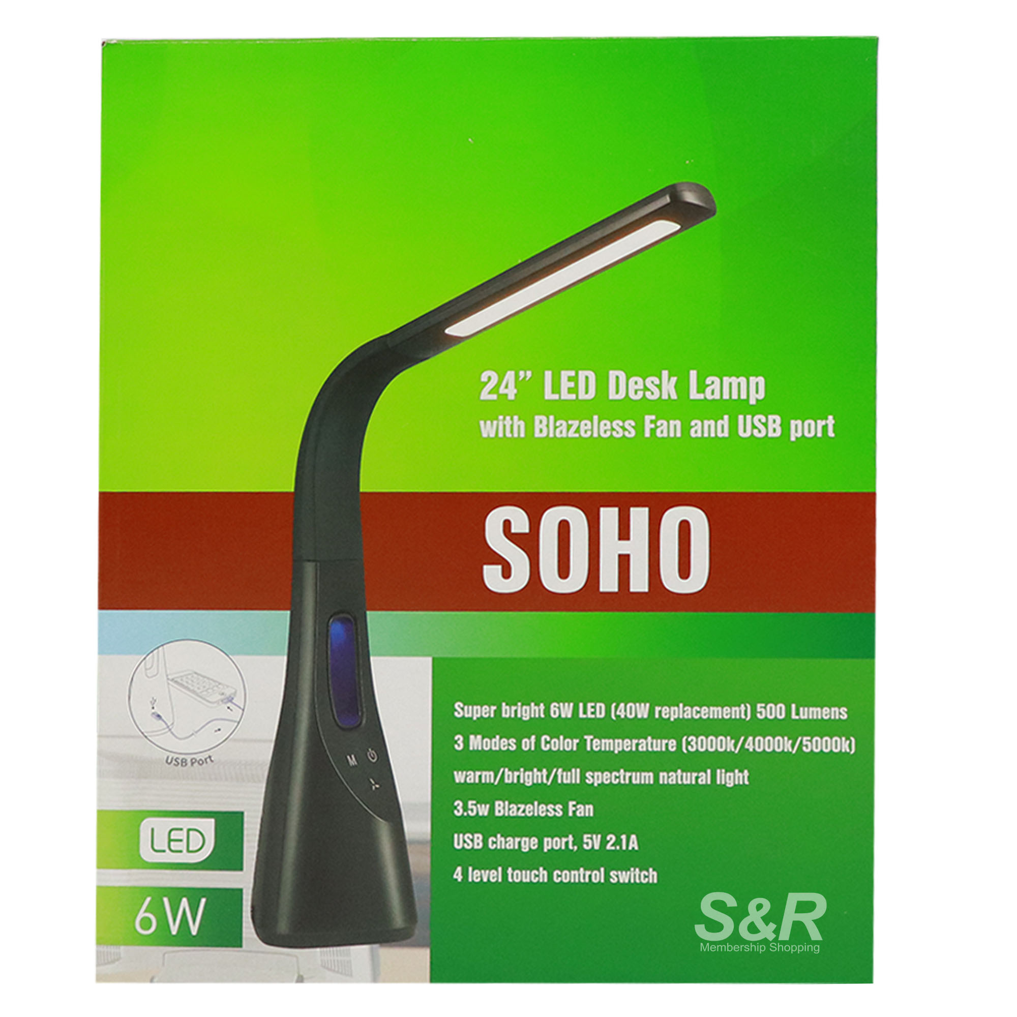 Artiva 24inch LED Desk Lamp with Fan 1pc