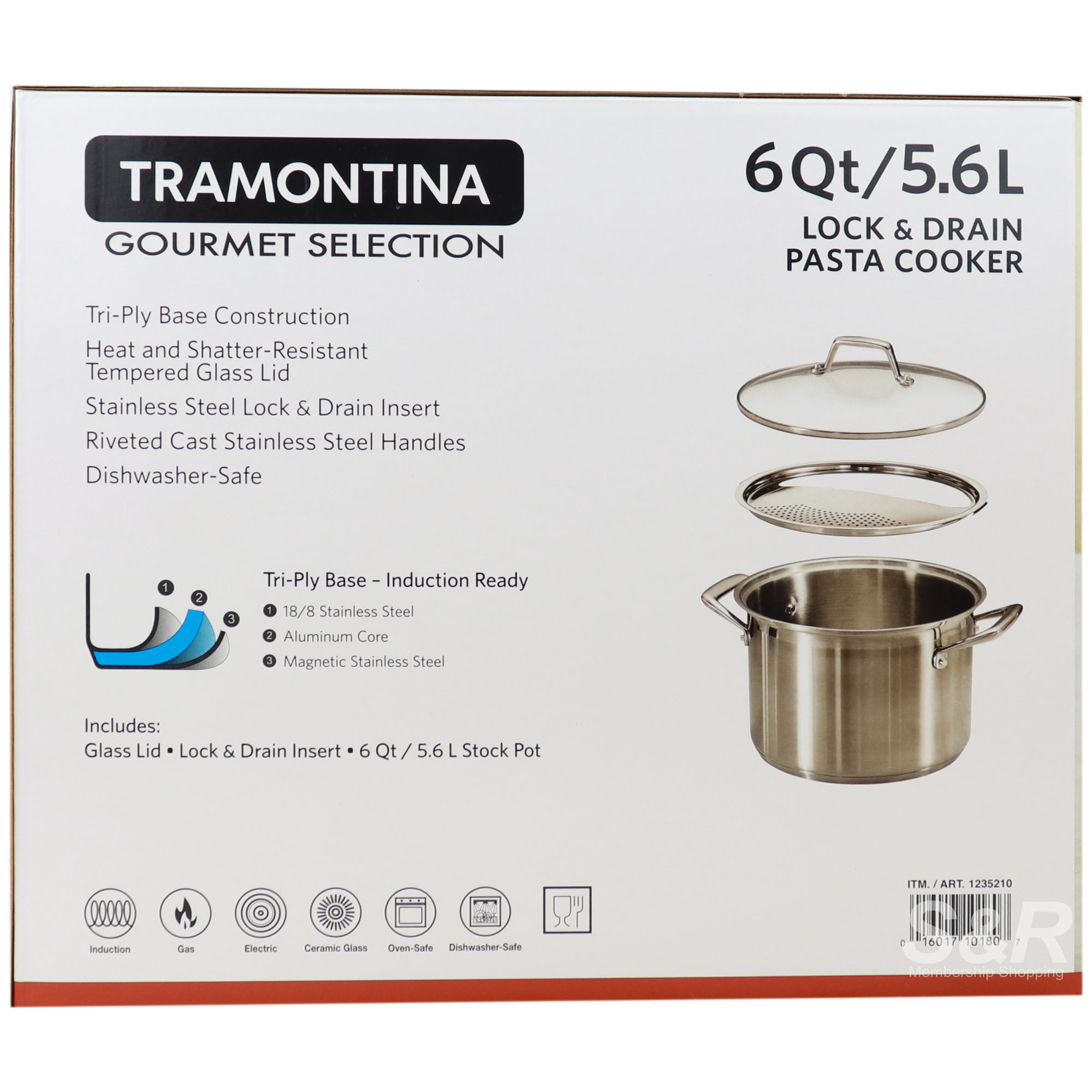 Tramontina Gourmet Stainless Steel 8 Quart Lock and Drain Stock Pot