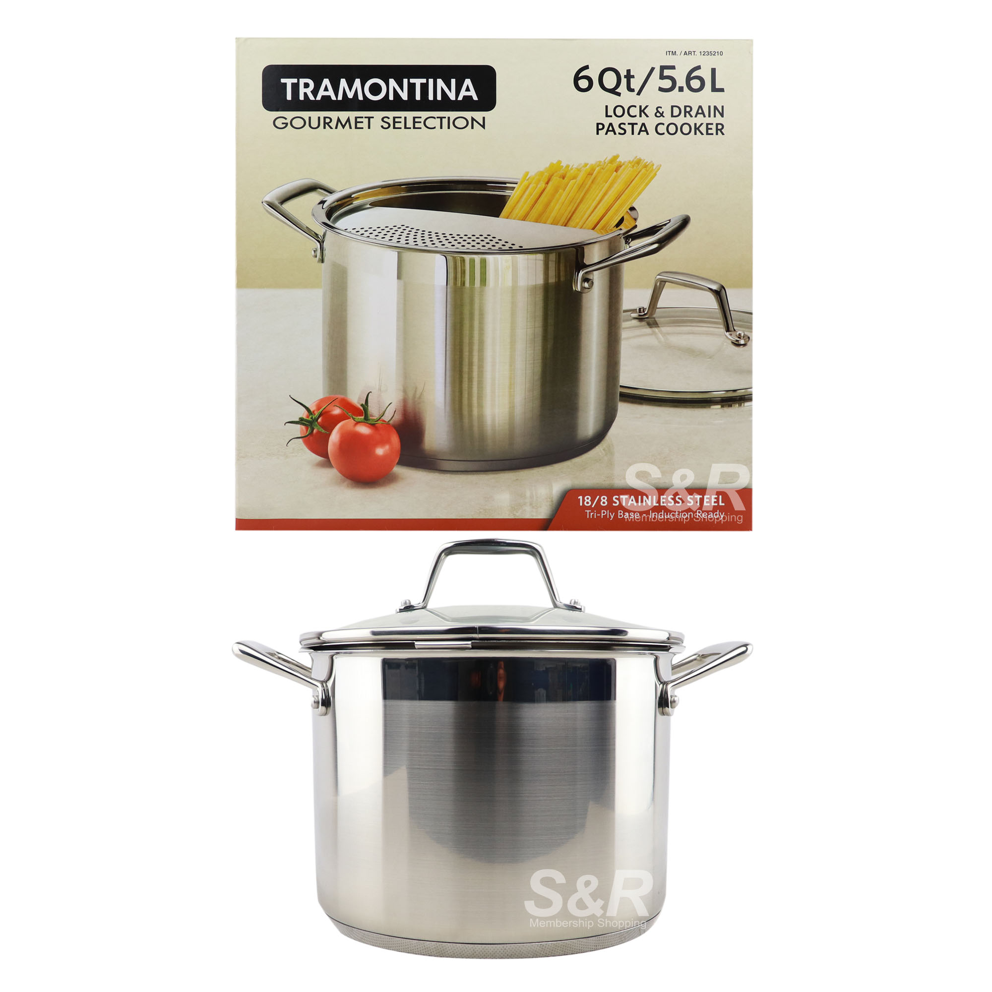 Tramontina Gourmet Stainless Steel 8 Quart Lock and Drain Stock Pot