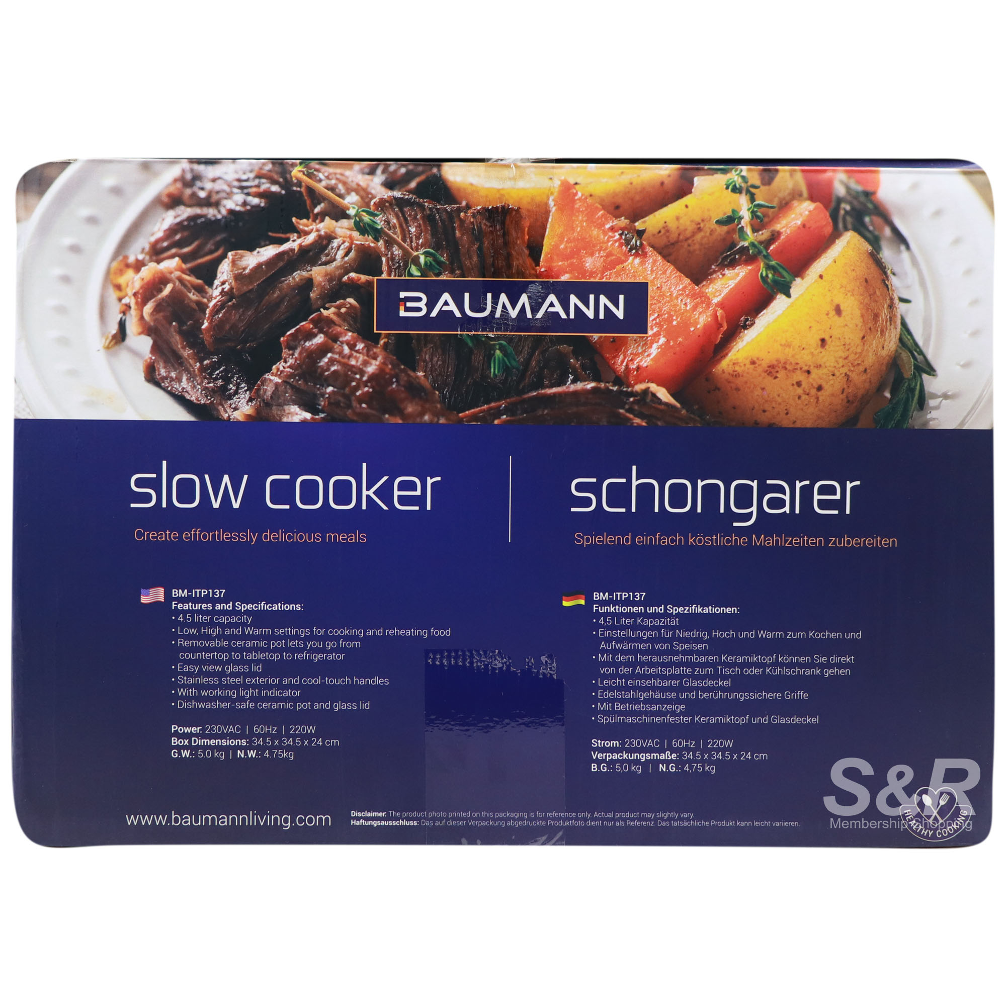 Baumann Slow Cooker 4.5L BMITP137