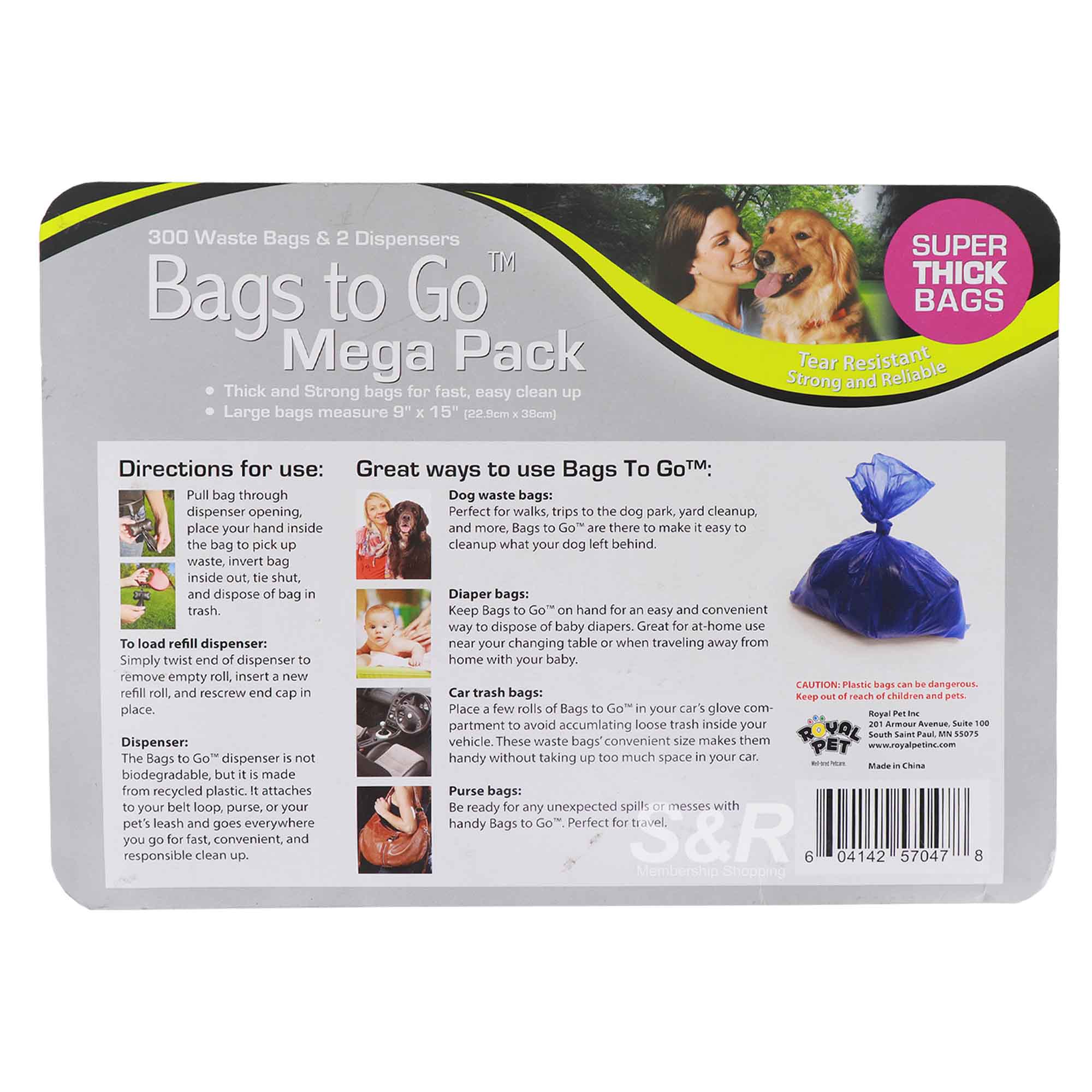 Bags to Go Mega Pack Waste Bags and Dispensers 300pcs