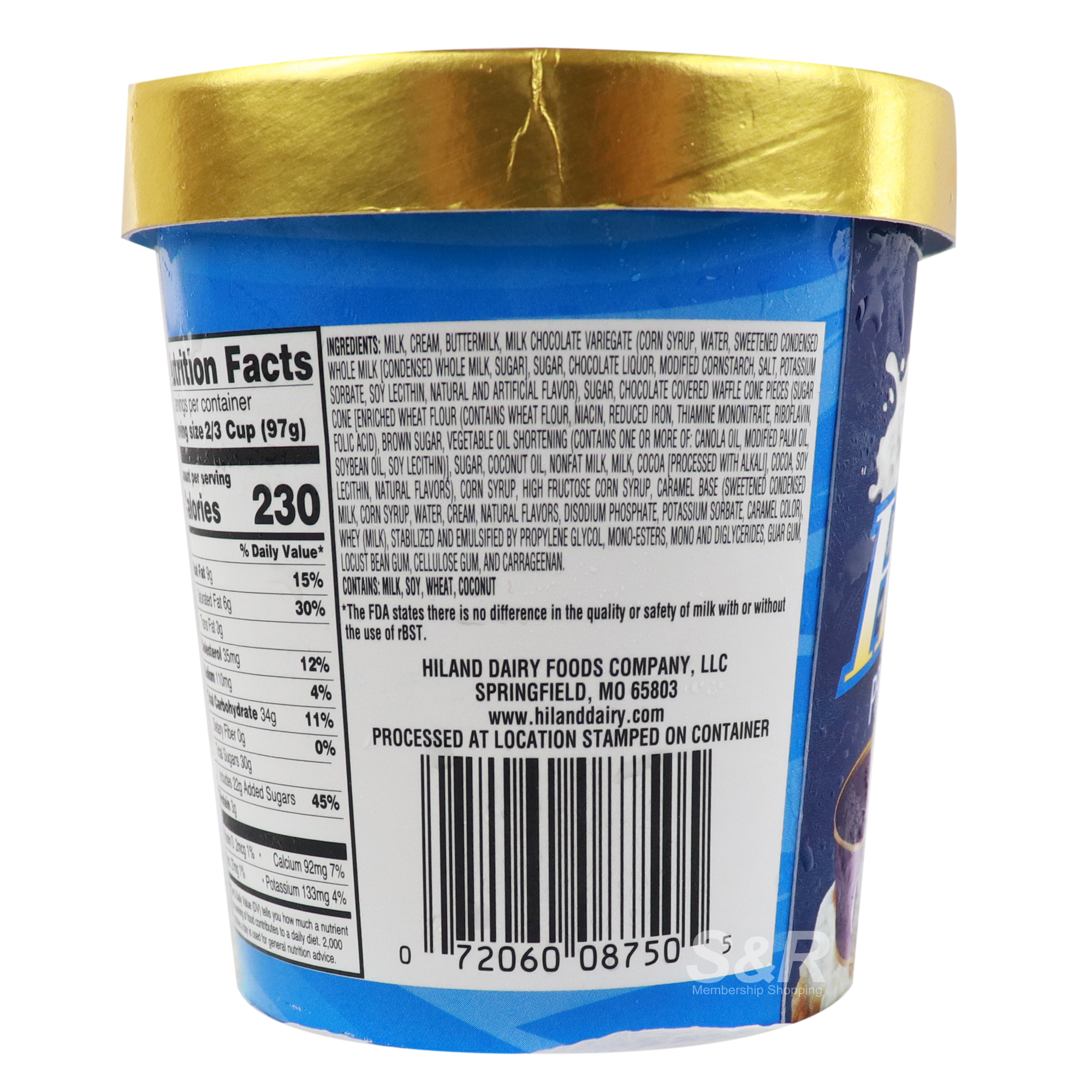 Hiland Premium Ice Cream Caramel Waffle Cone