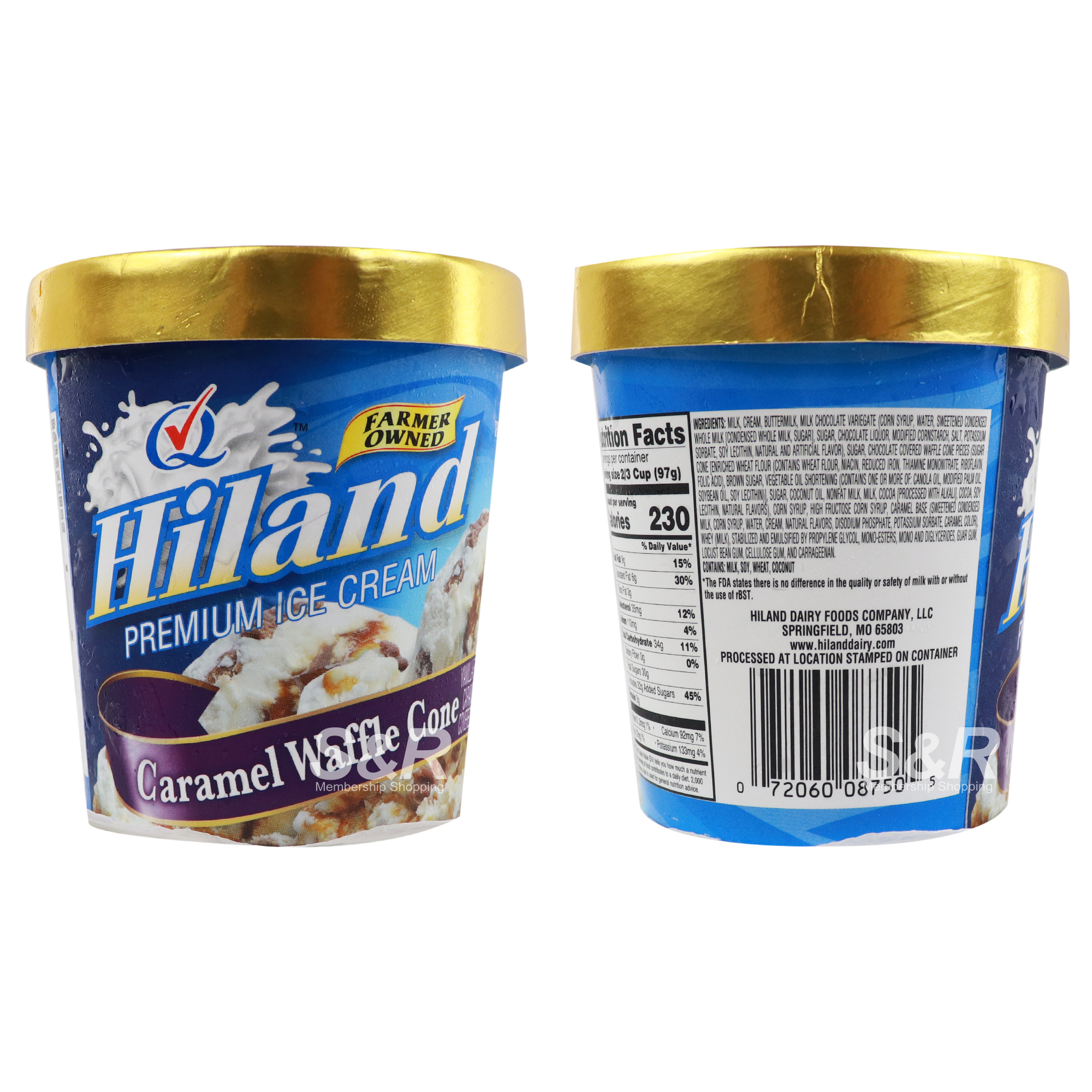 Hiland Premium Ice Cream Caramel Waffle Cone