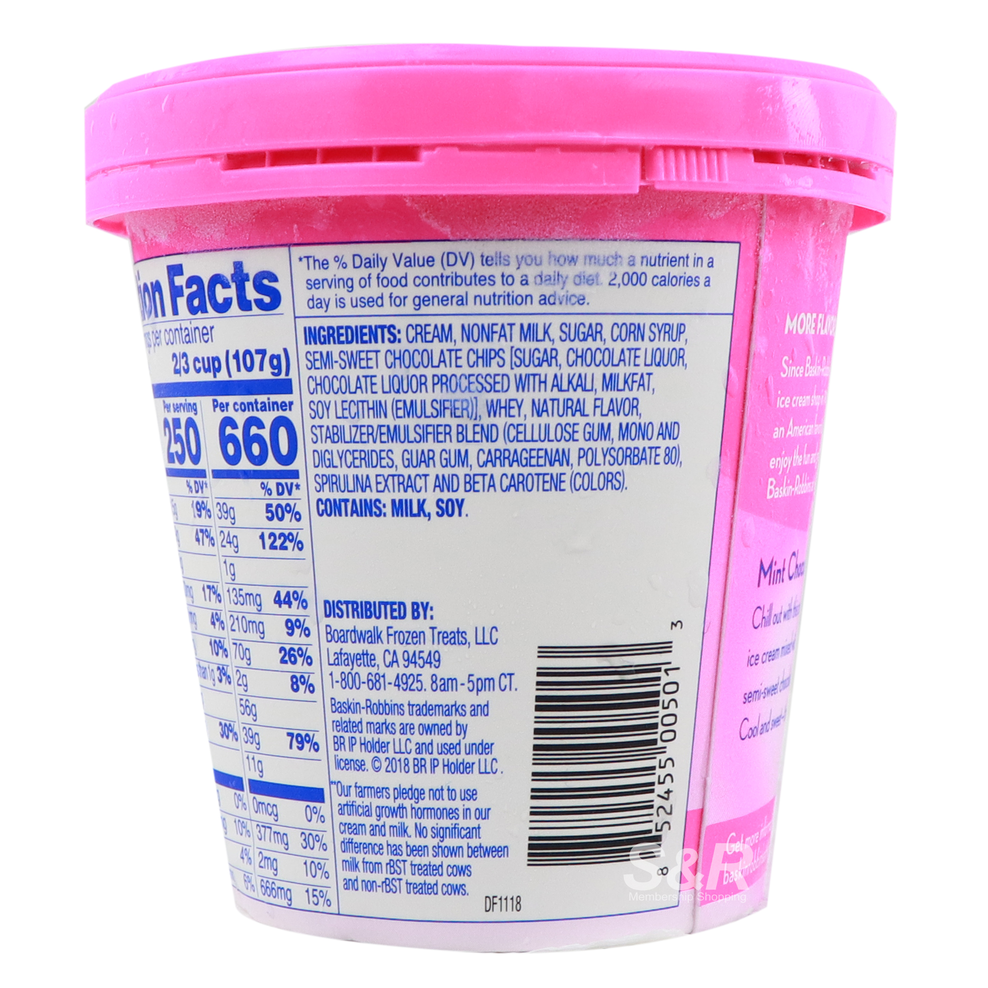 Baskin Robbins Ice Cream Mint Chocolate Chip Flavor 414mL