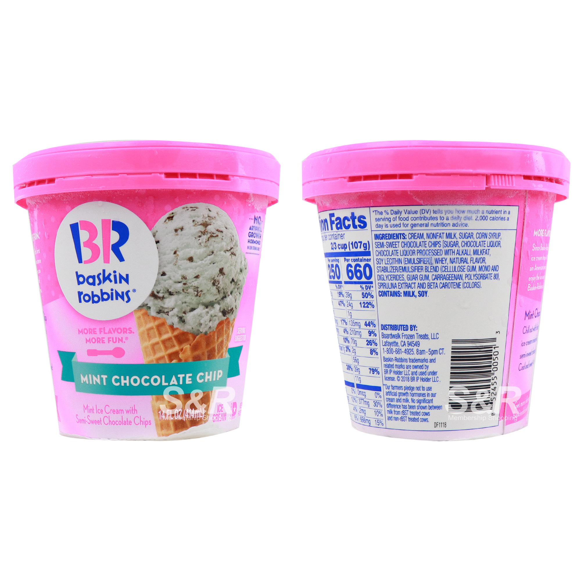 Baskin Robbins Ice Cream Mint Chocolate Chip Flavor 414mL