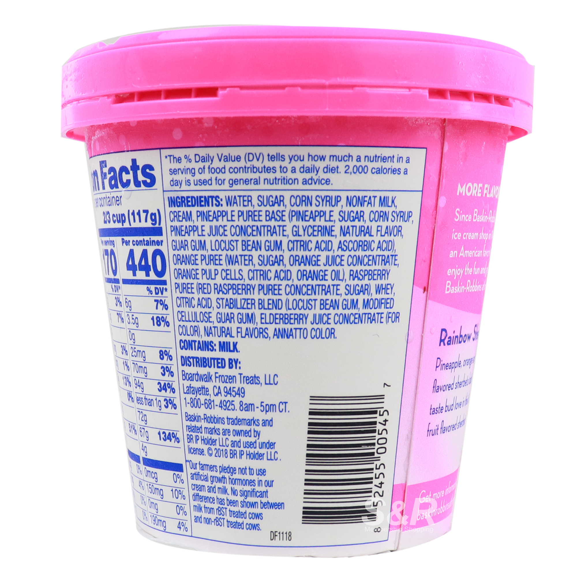 Baskin Robbins Ice Cream Rainbow Sherbet Flavor 414mL