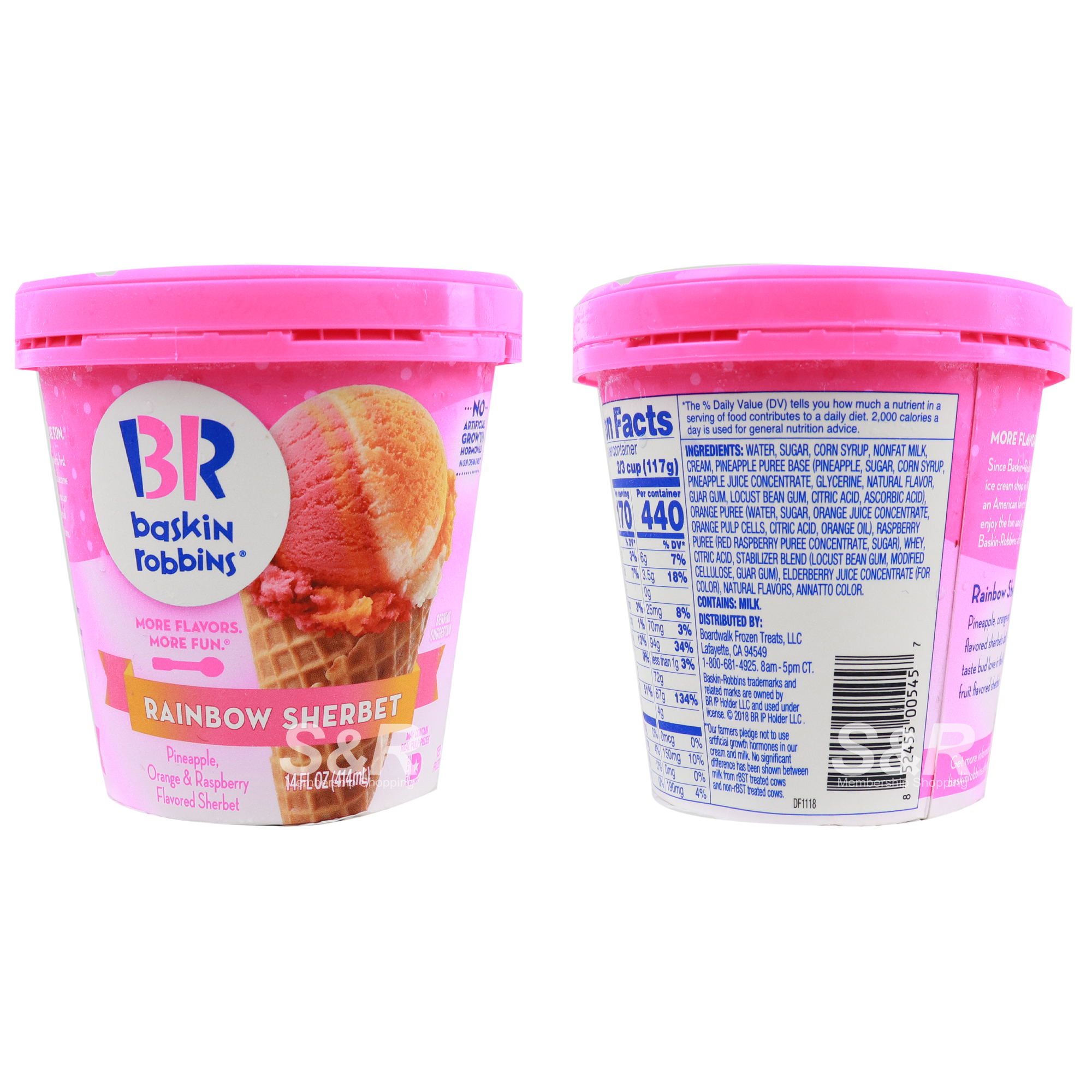 Baskin Robbins Ice Cream Rainbow Sherbet Flavor 414mL