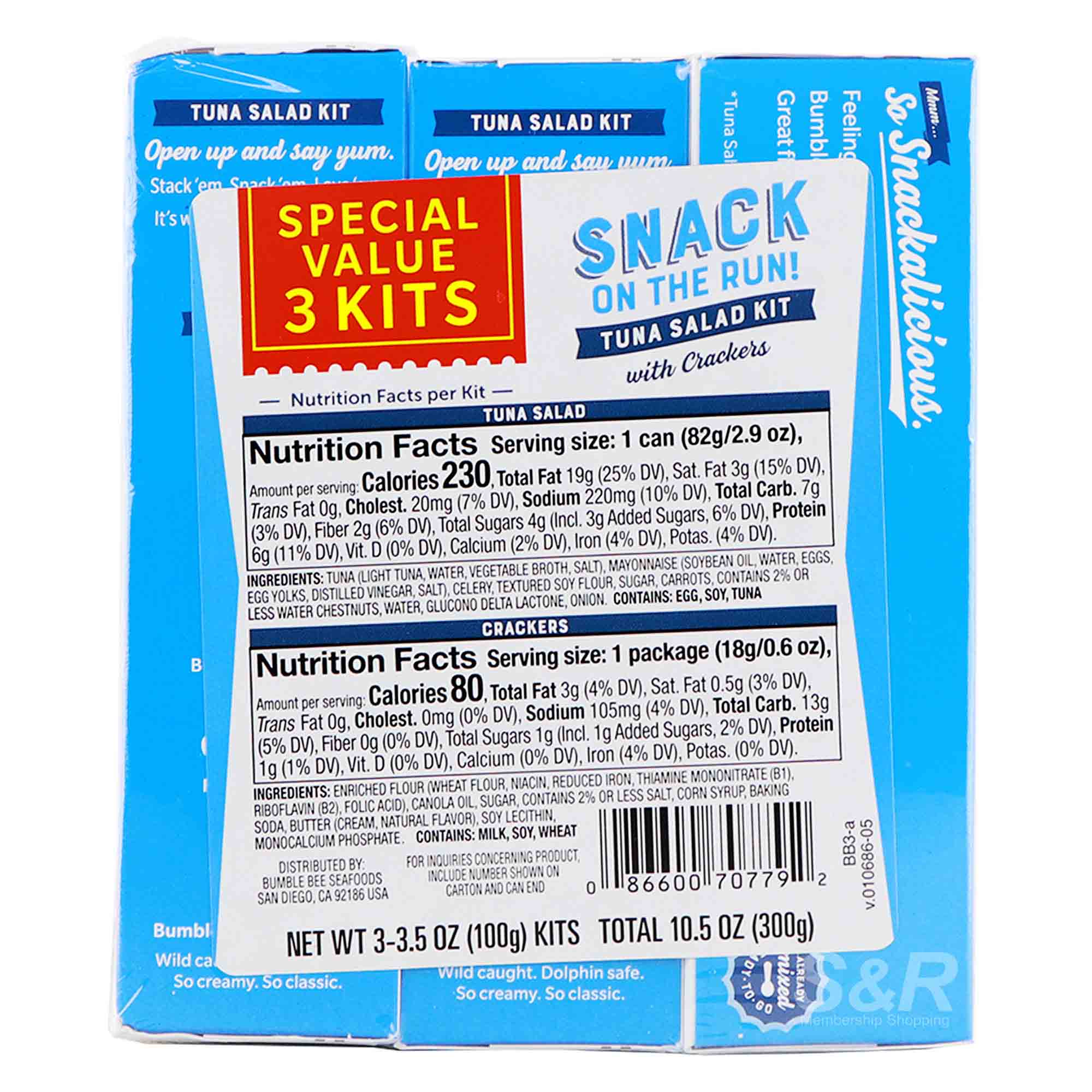 Bumble Bee Snack on The Run! Tuna Salad Kit with Crackers 3pcs