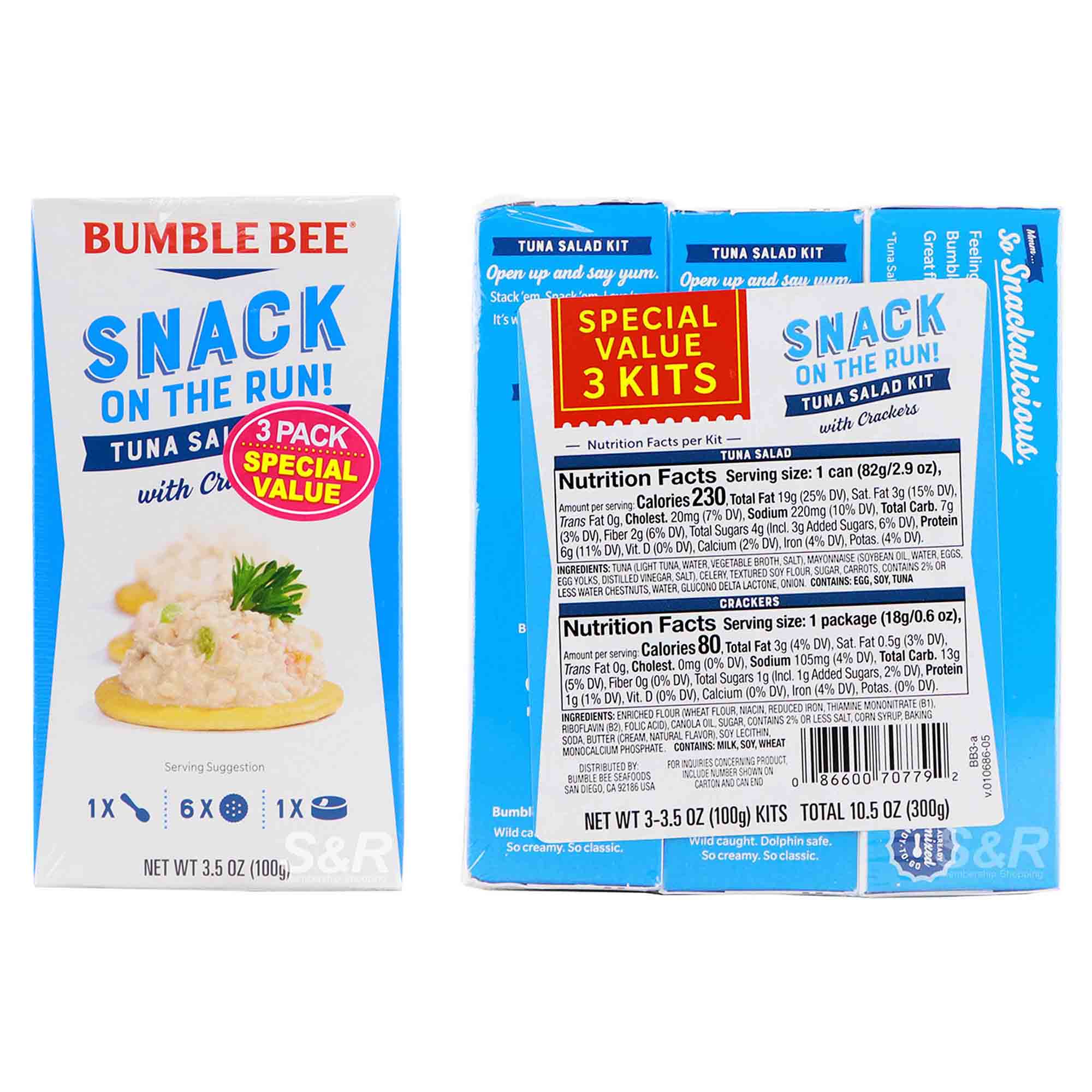 Bumble Bee Snack on The Run! Tuna Salad Kit with Crackers 3pcs