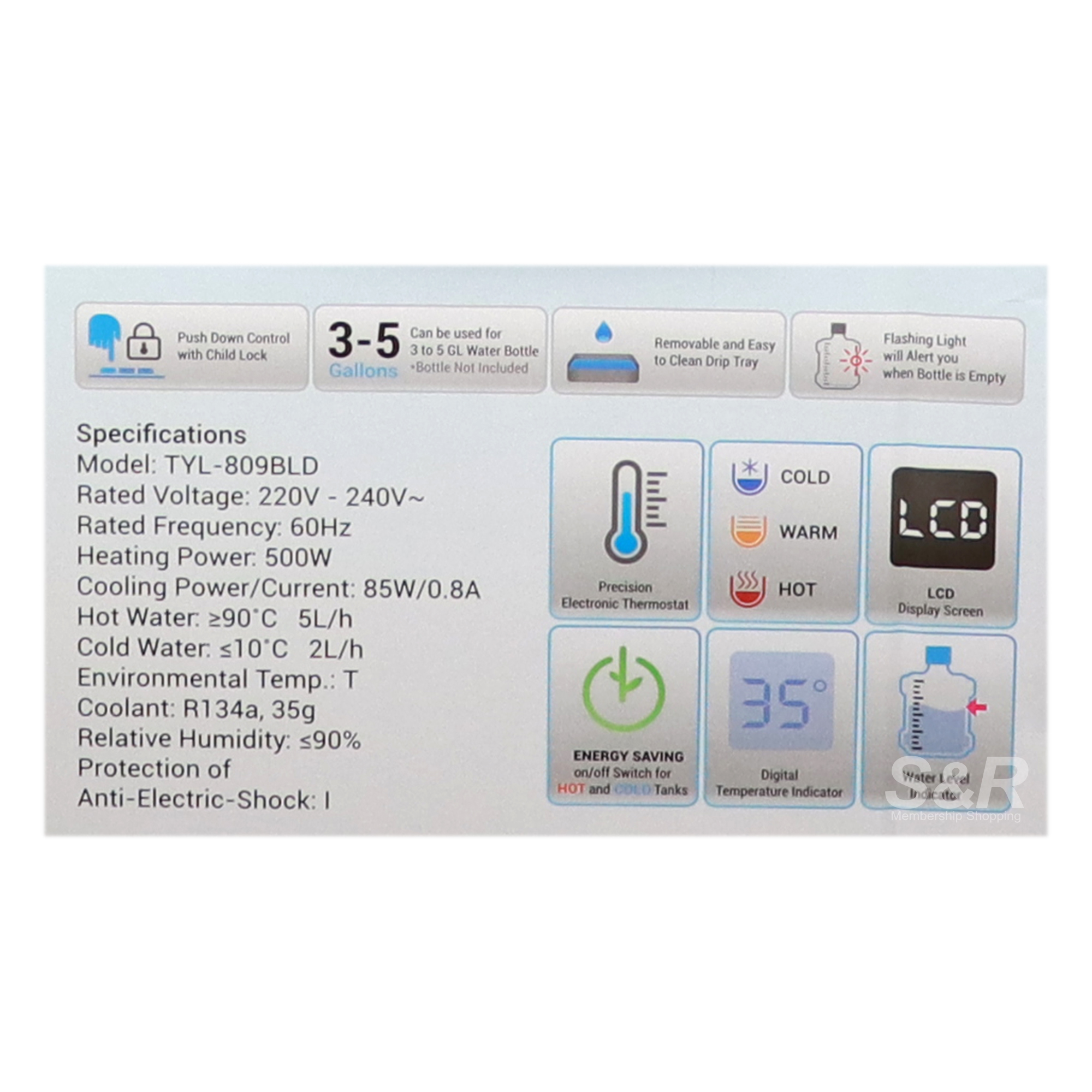 Tylr Water Dispenser TYL8098BLD