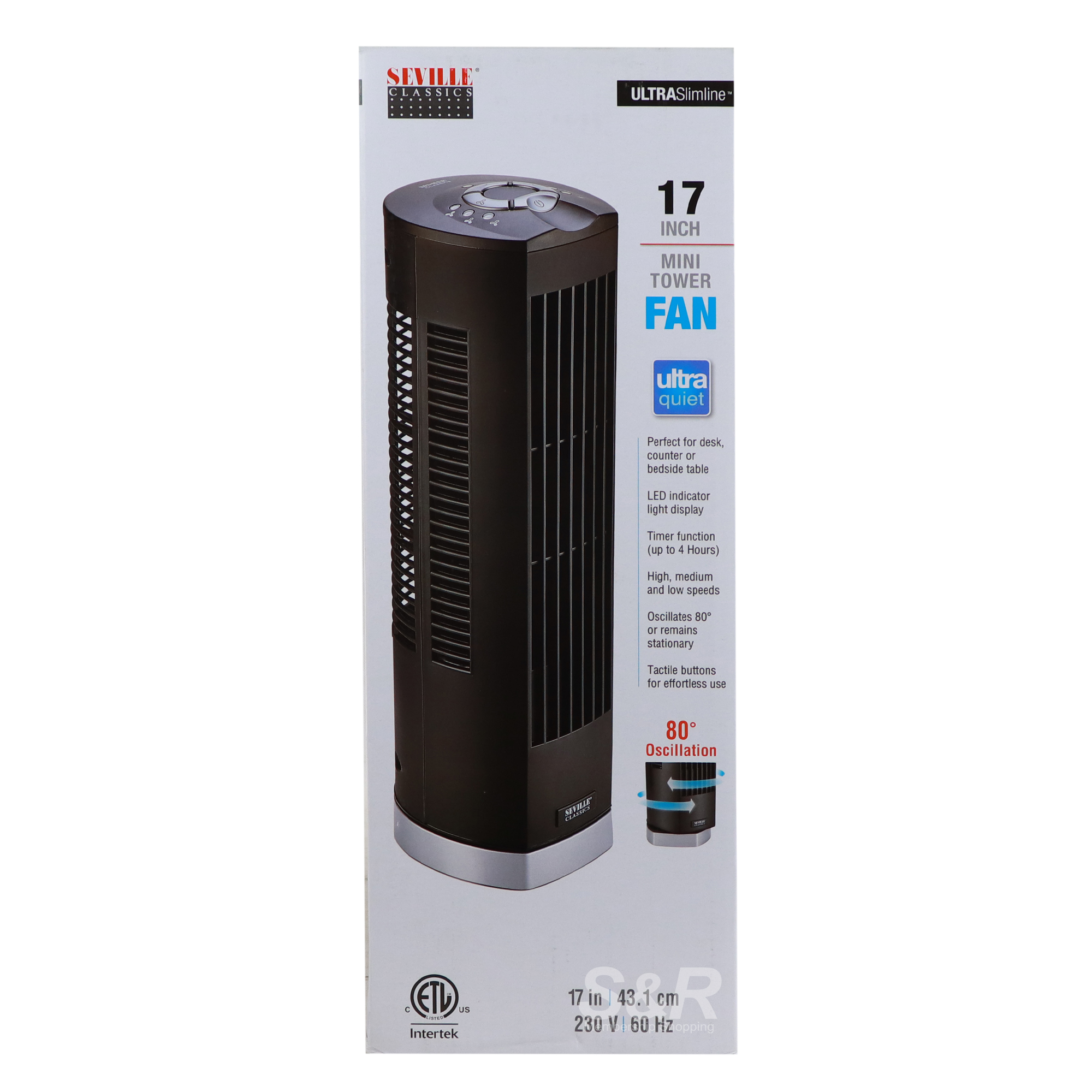 Seville Black Mini Tower Fan EHF10125 BL