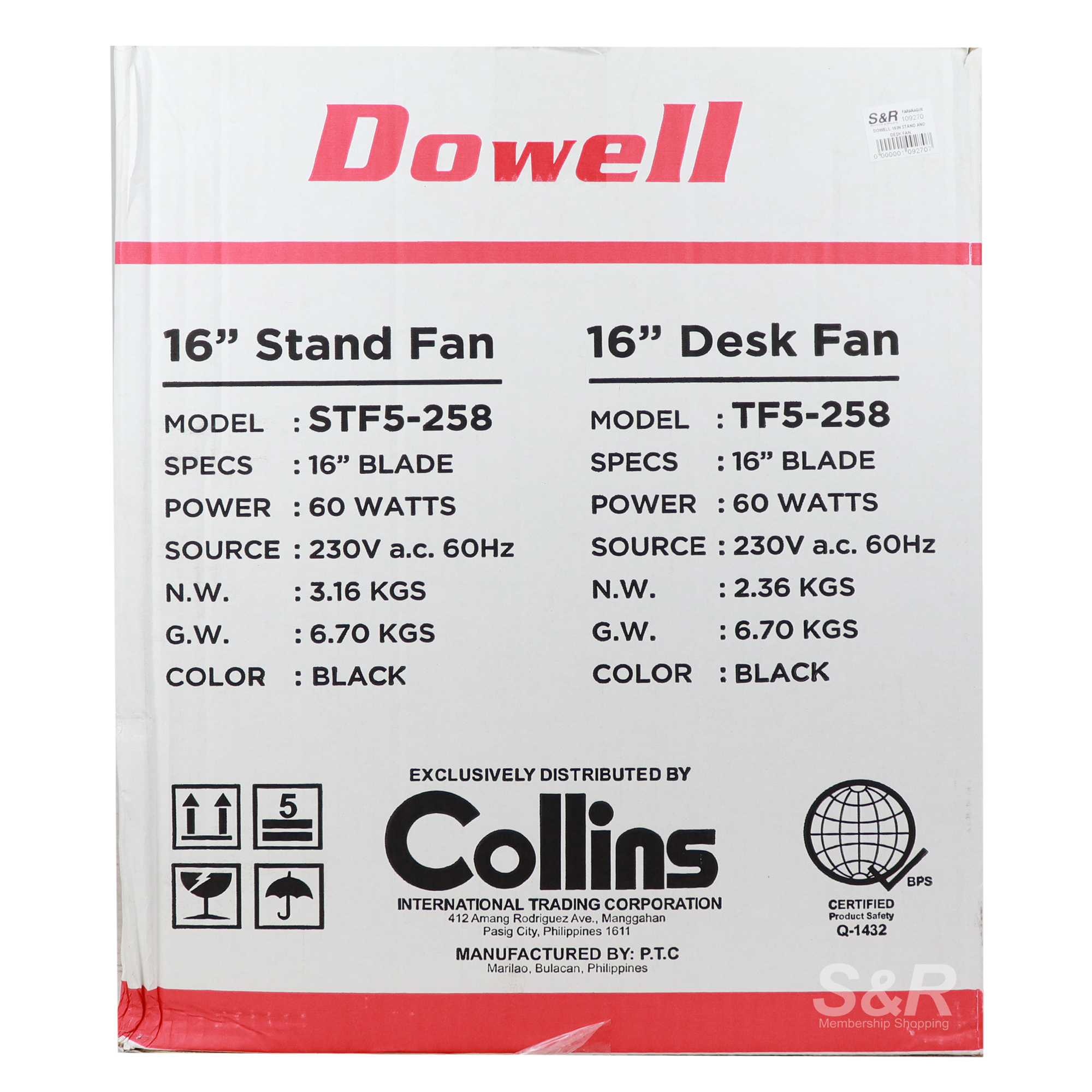 Dowell Stand and Desk Fan