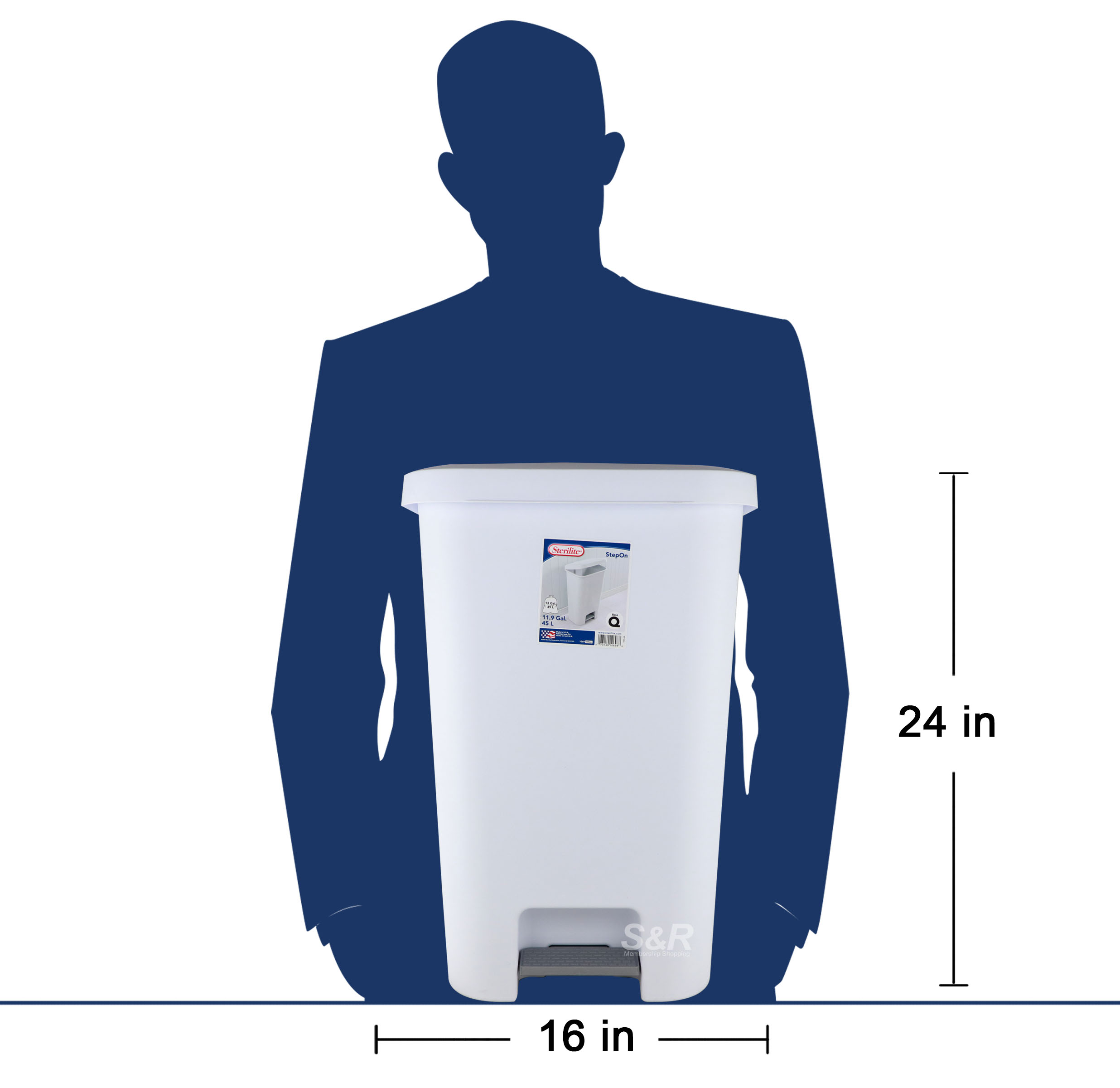 Sterilite Step On Wastebasket White 1pc