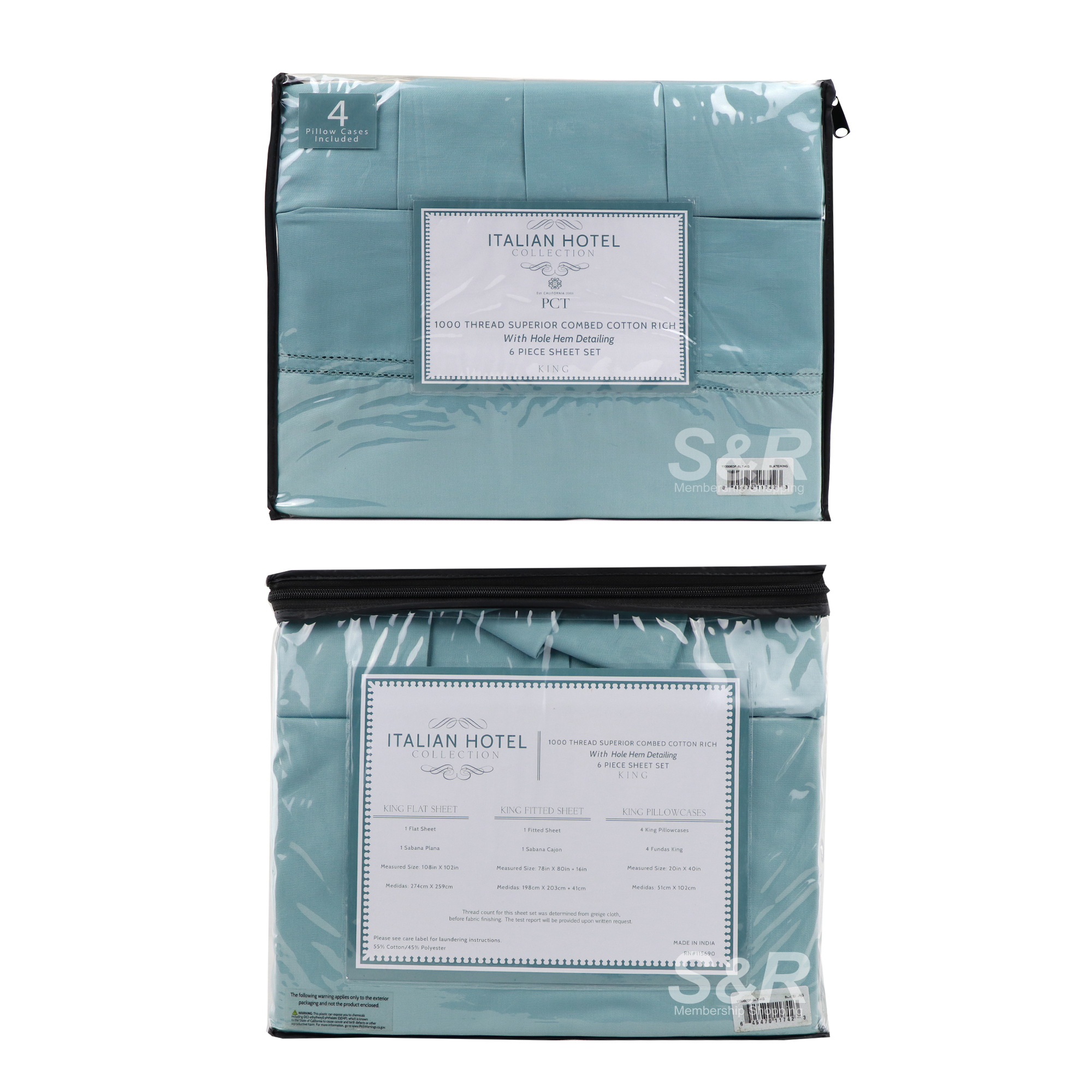 Italian Hotel Collection PCT Teal Colored Sheet