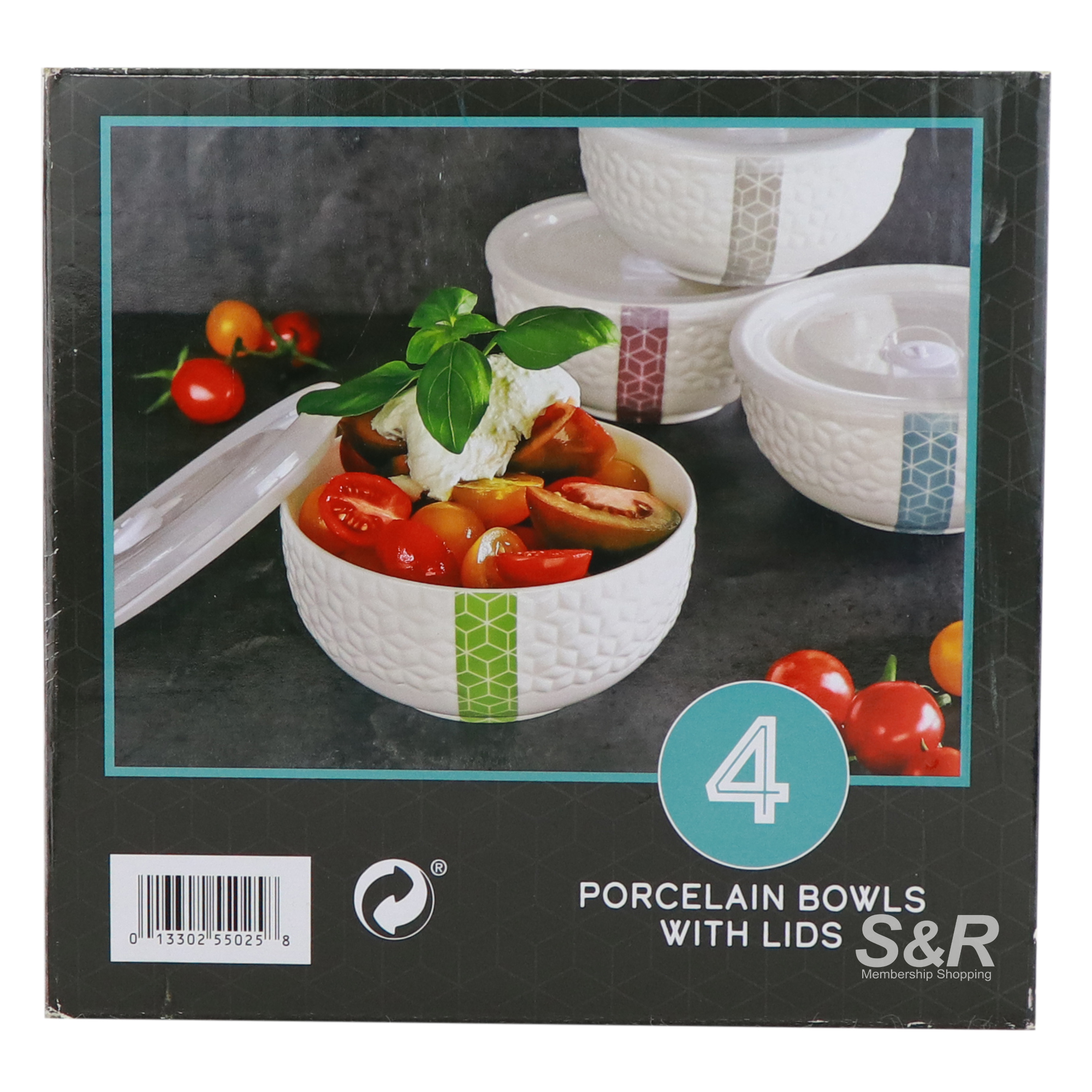 Over & Back Porcelain Bowls with Lid 4pcs