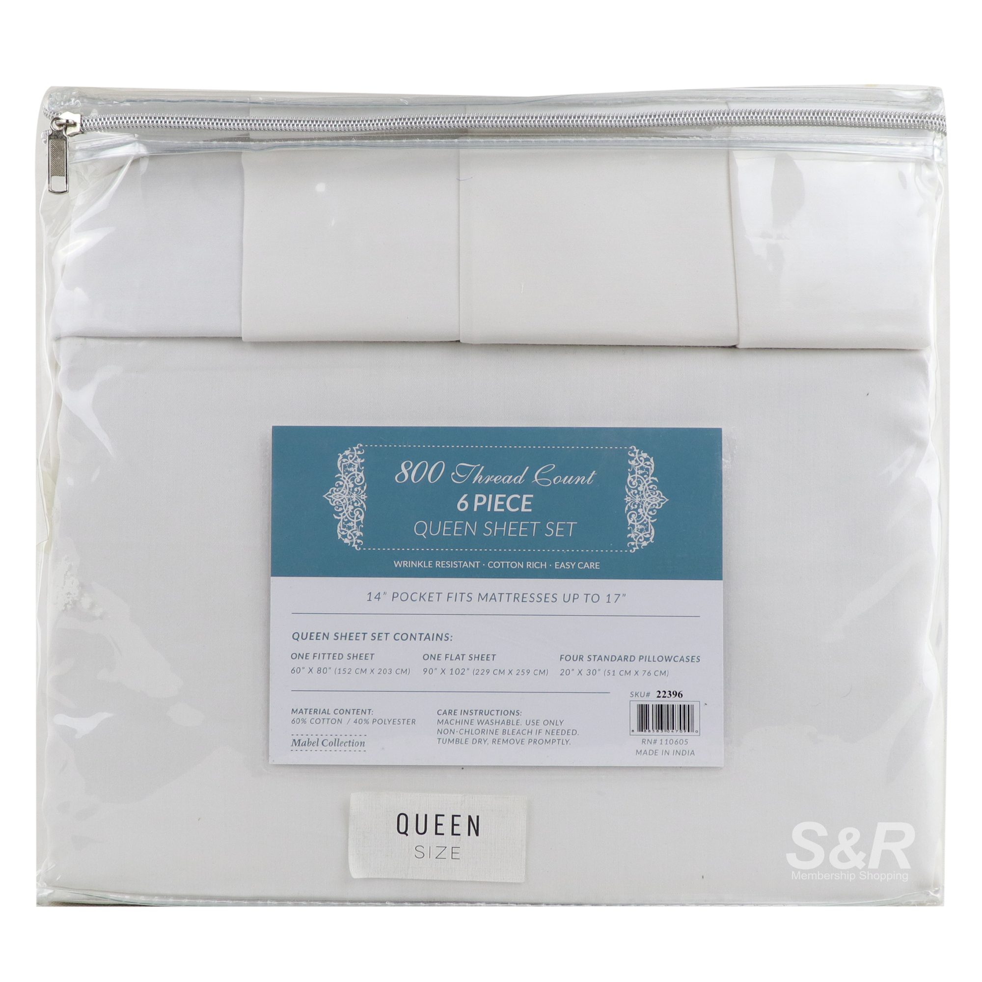 S&R Queen Sheet Standard Size White