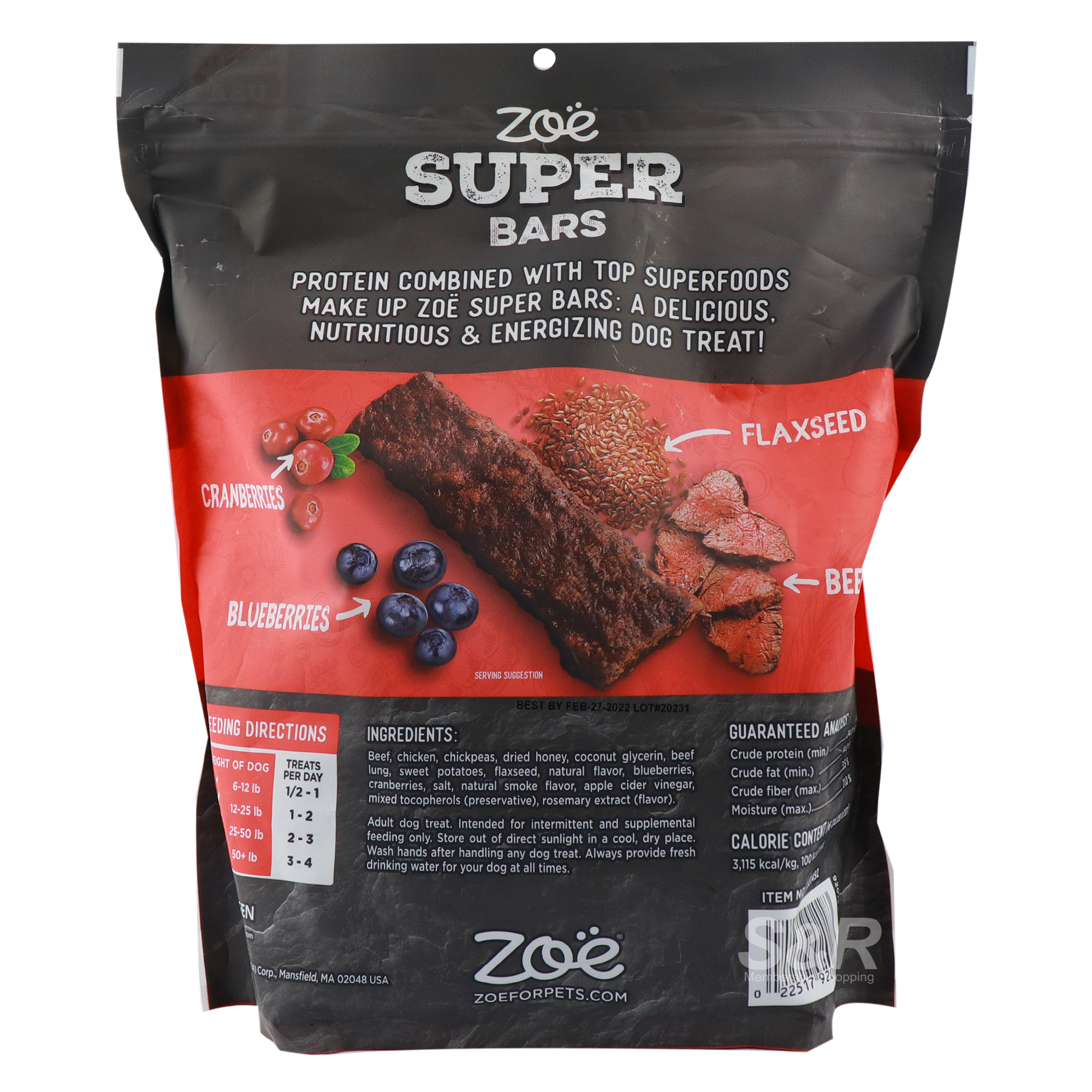 Zoe Super Bars Beef Recipe Dog Treats 907g