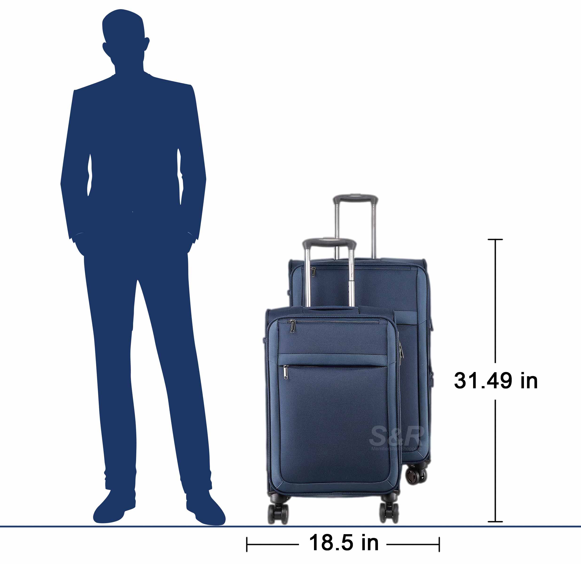 Member's Mark Superlight Softside Spinner Blue Luggage 2pcs