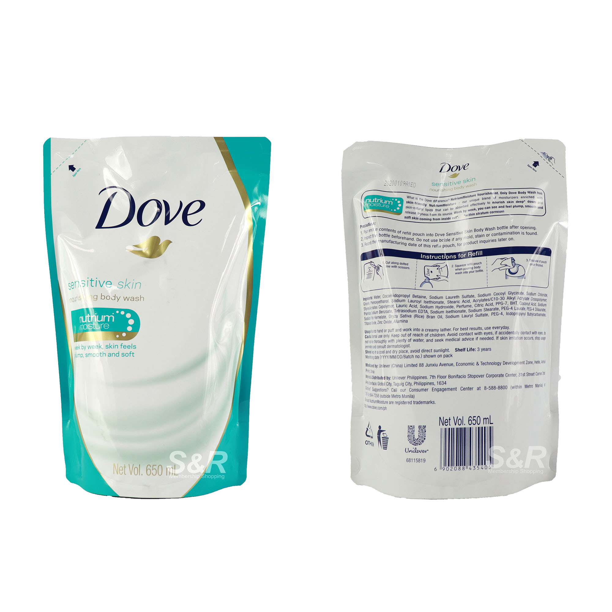Dove Nourishing Body Wash Sensitive Skin Refill 650mL