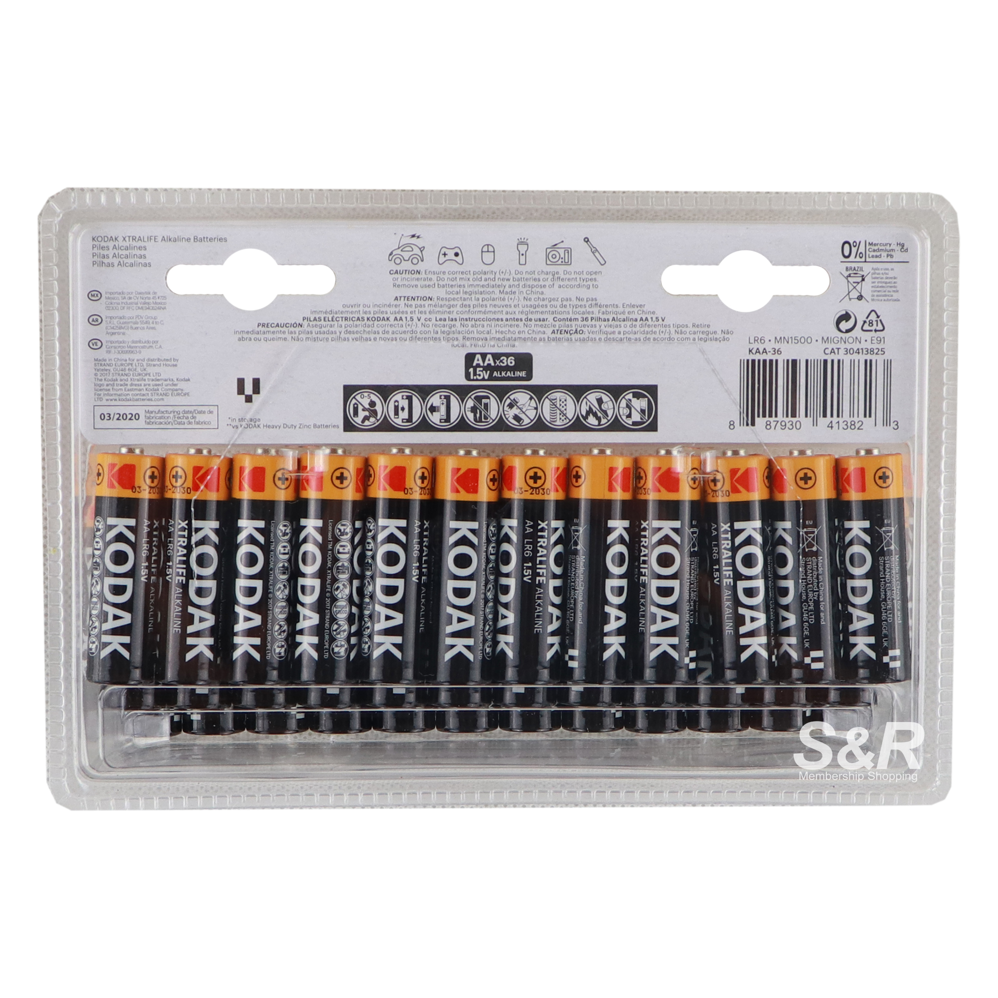 Kodak Xtralife Alkaline Megapack AA Batteries 36pcs