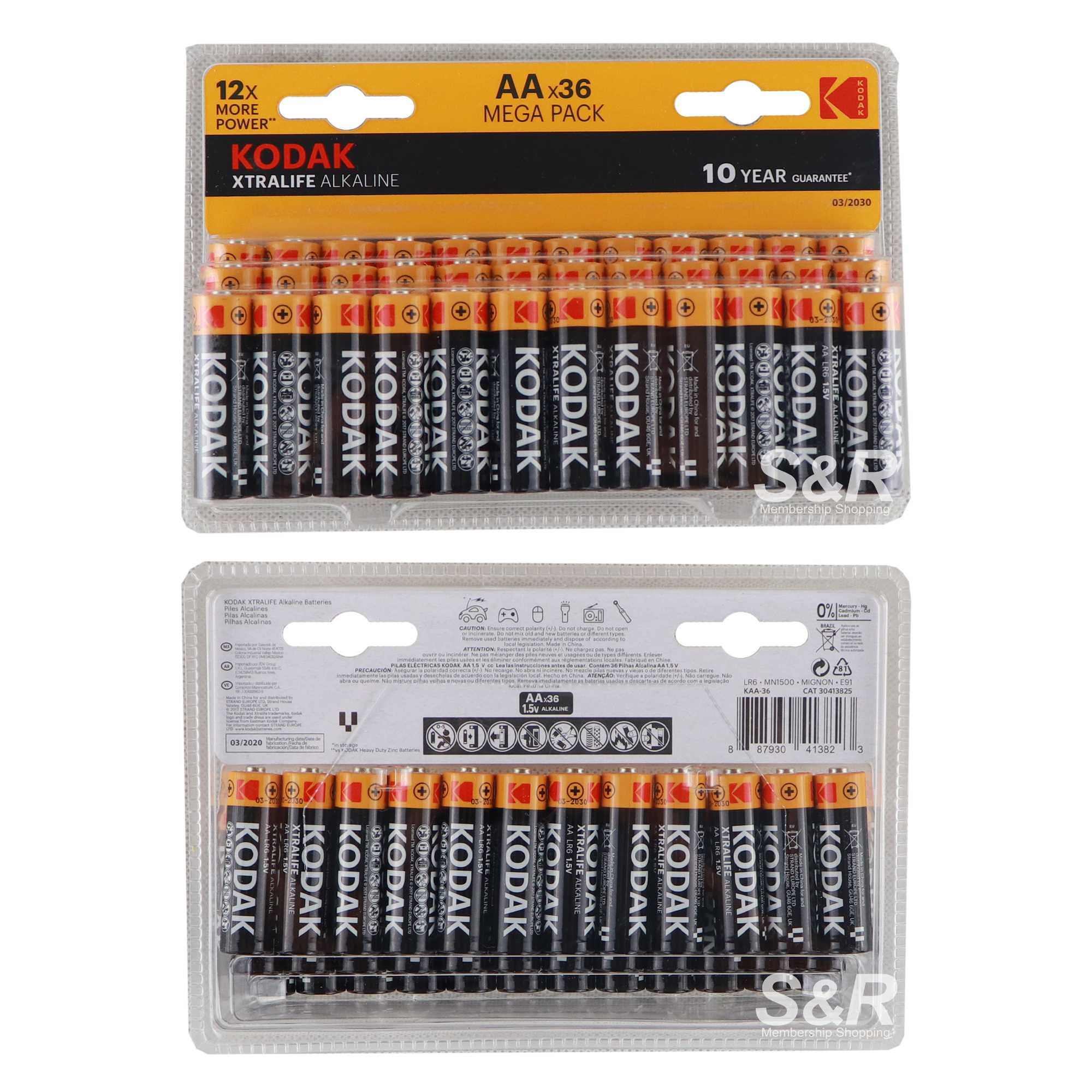 Kodak Xtralife Alkaline Megapack AA Batteries 36pcs
