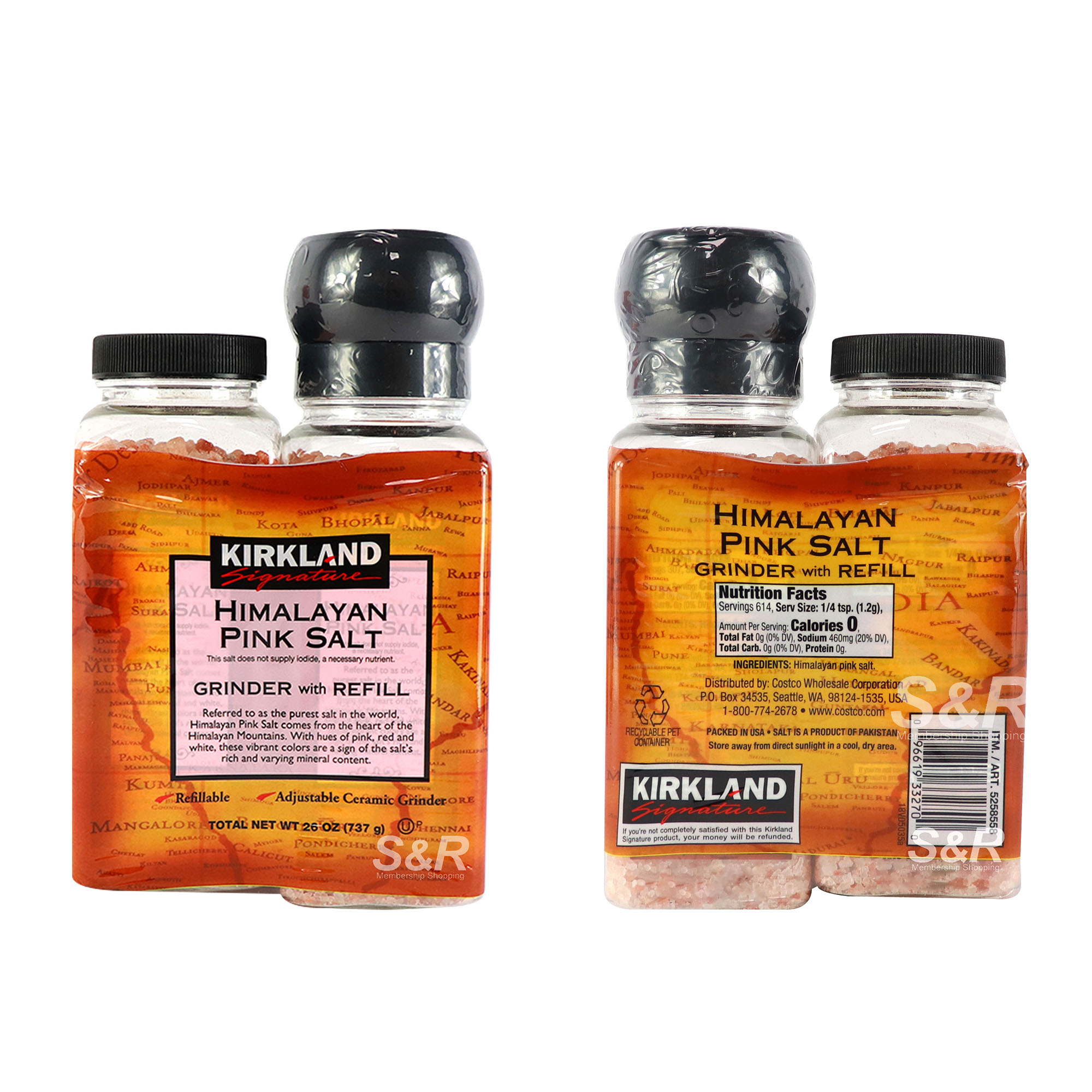 Kirkland Signature Himalayan Pink Salt Grinder with Refill 737g