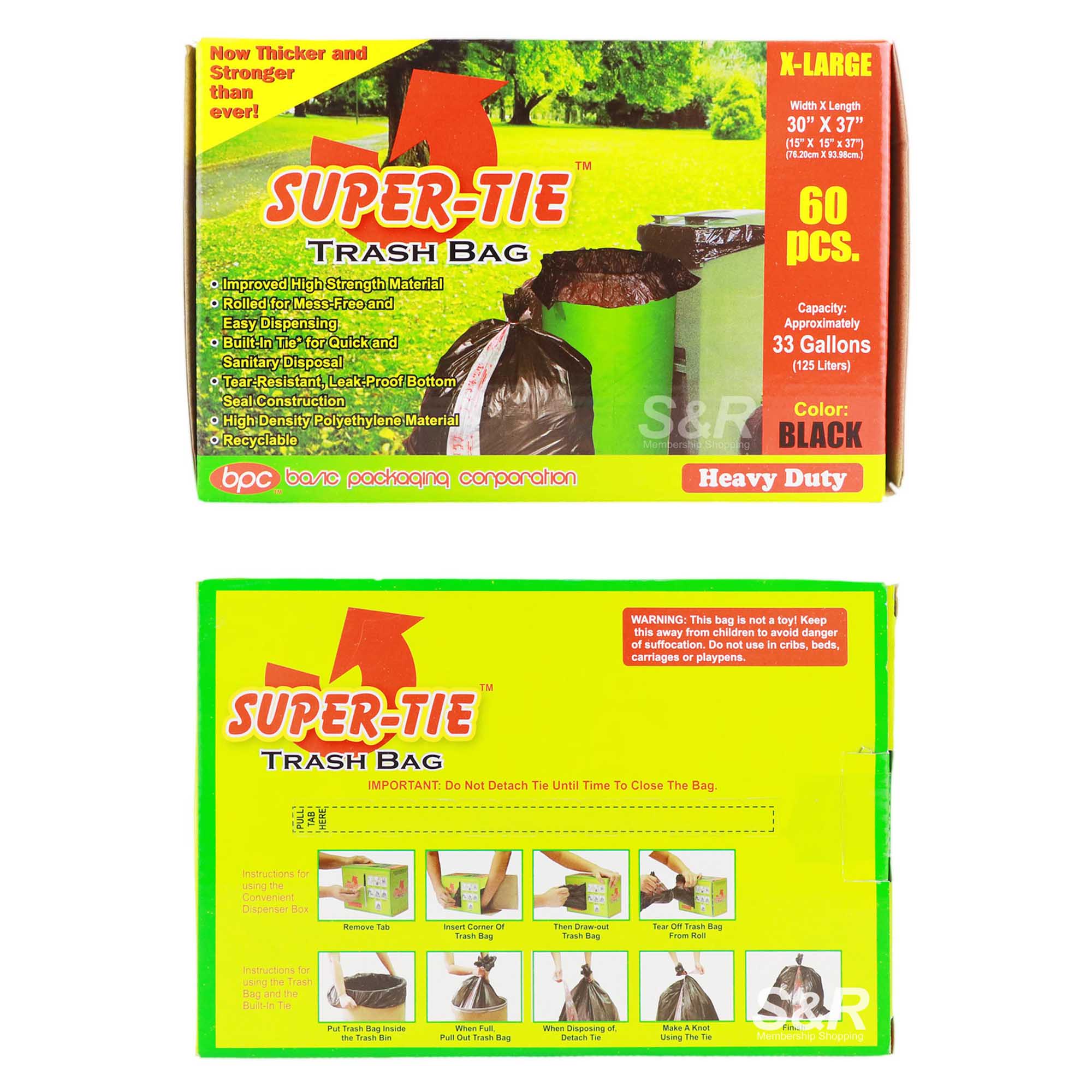 Super-Tie Trash Bag XL 60 pcs