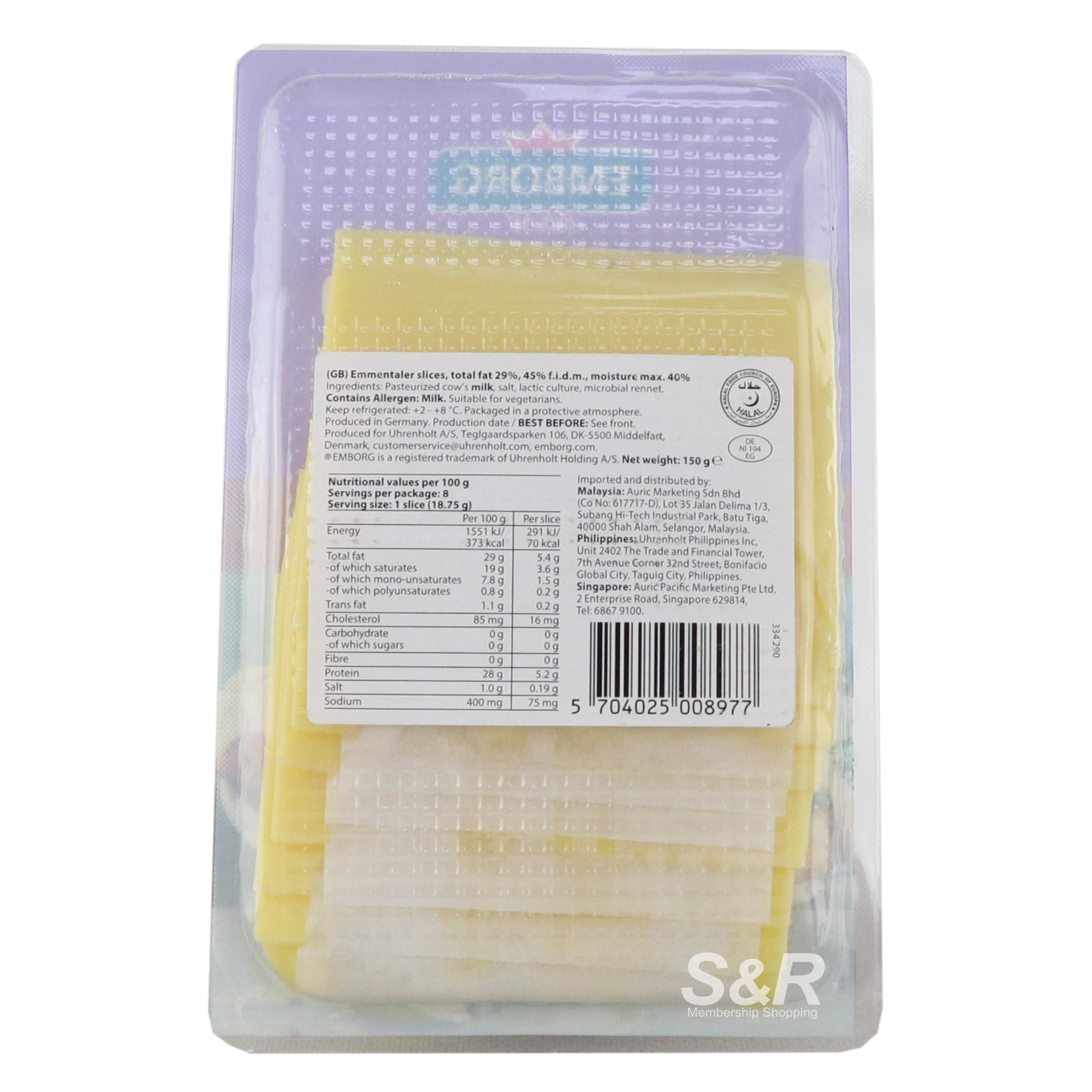 Emmentaler Cheese Slices 150g