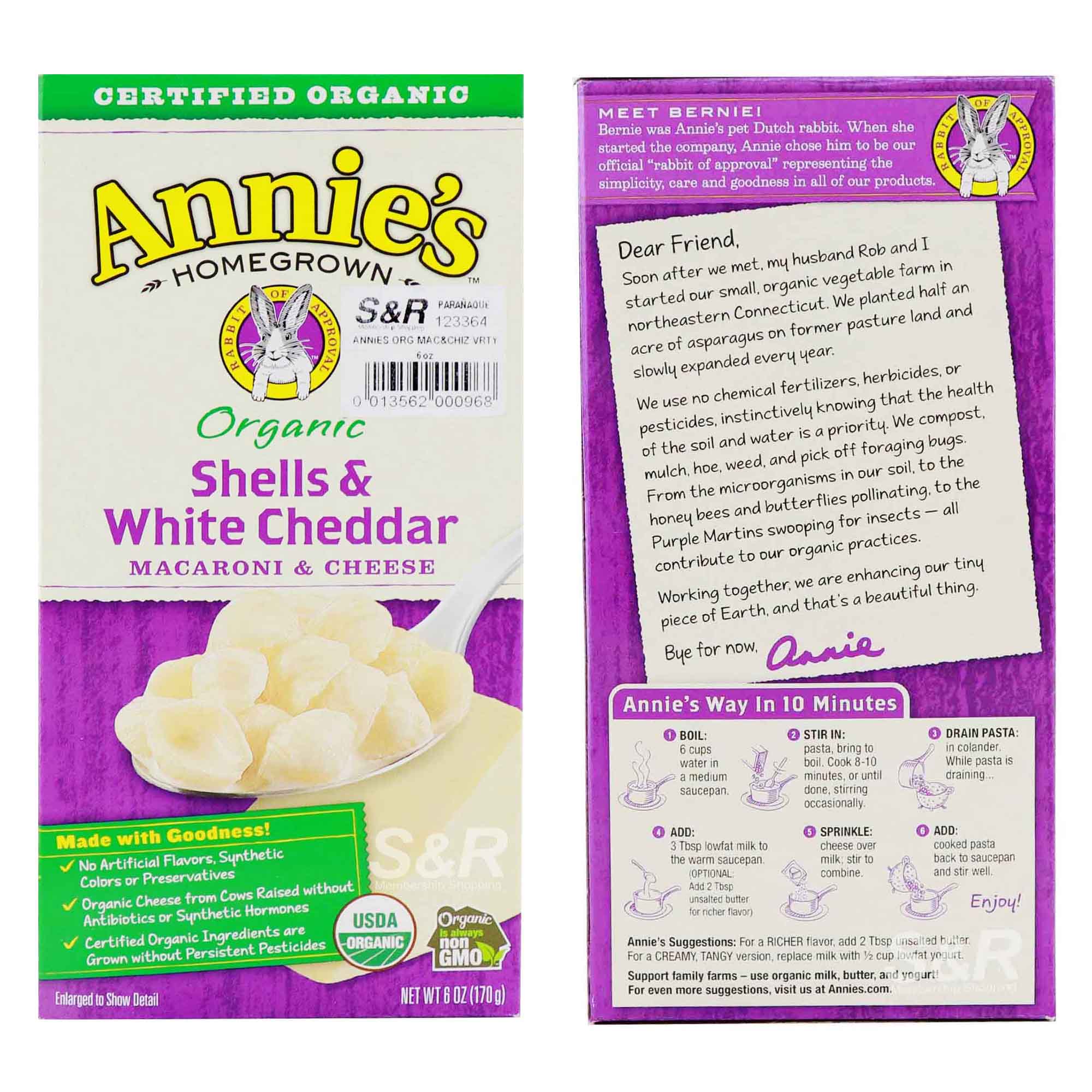 Annie's Homegrown Shells and White Cheddar Macaroni and Cheese