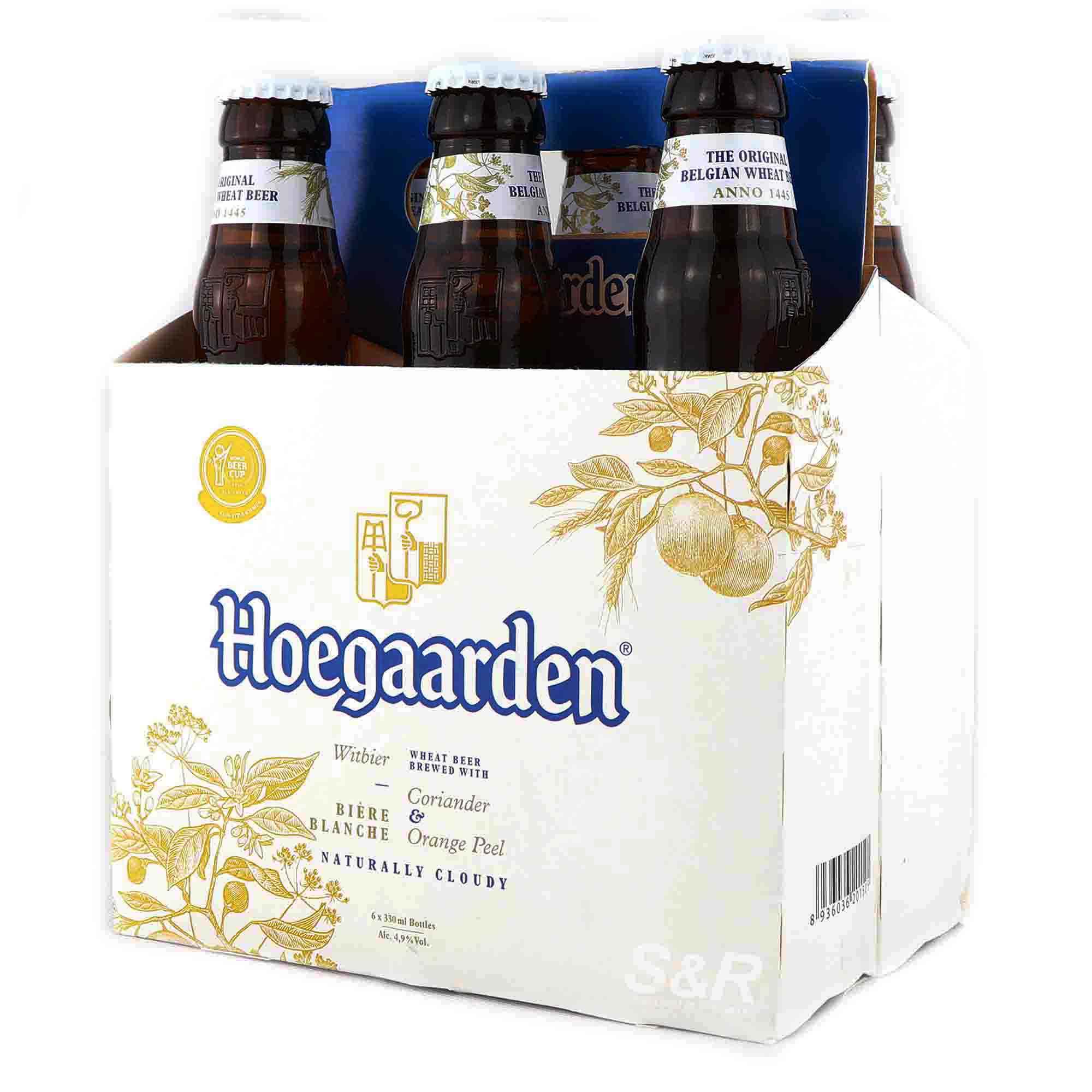 Hoegaarden Wheat Beer with Coriander and Orange Peel and 6 bottles