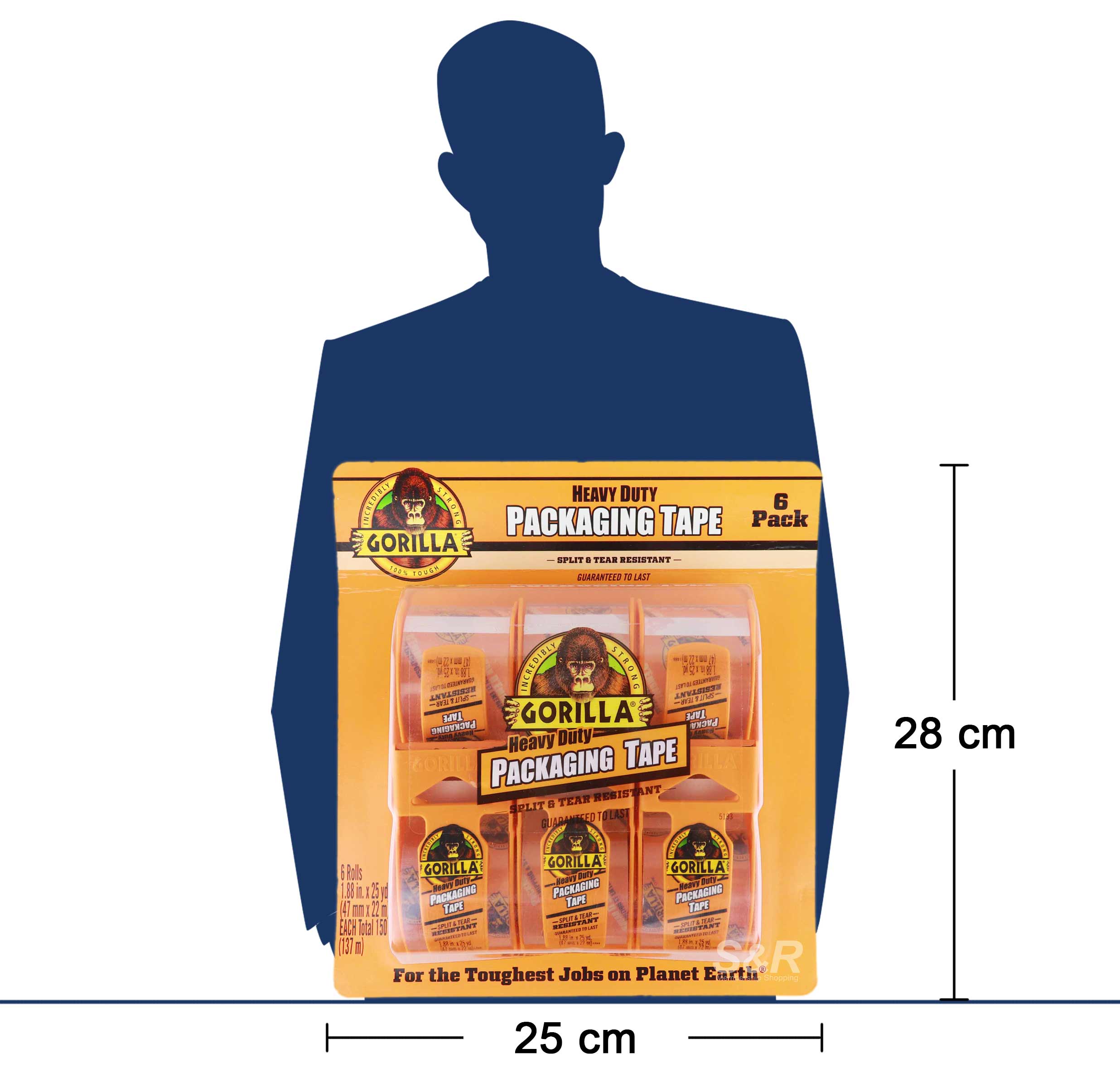 Gorilla Heavy Duty Packaging Tape 6 packs