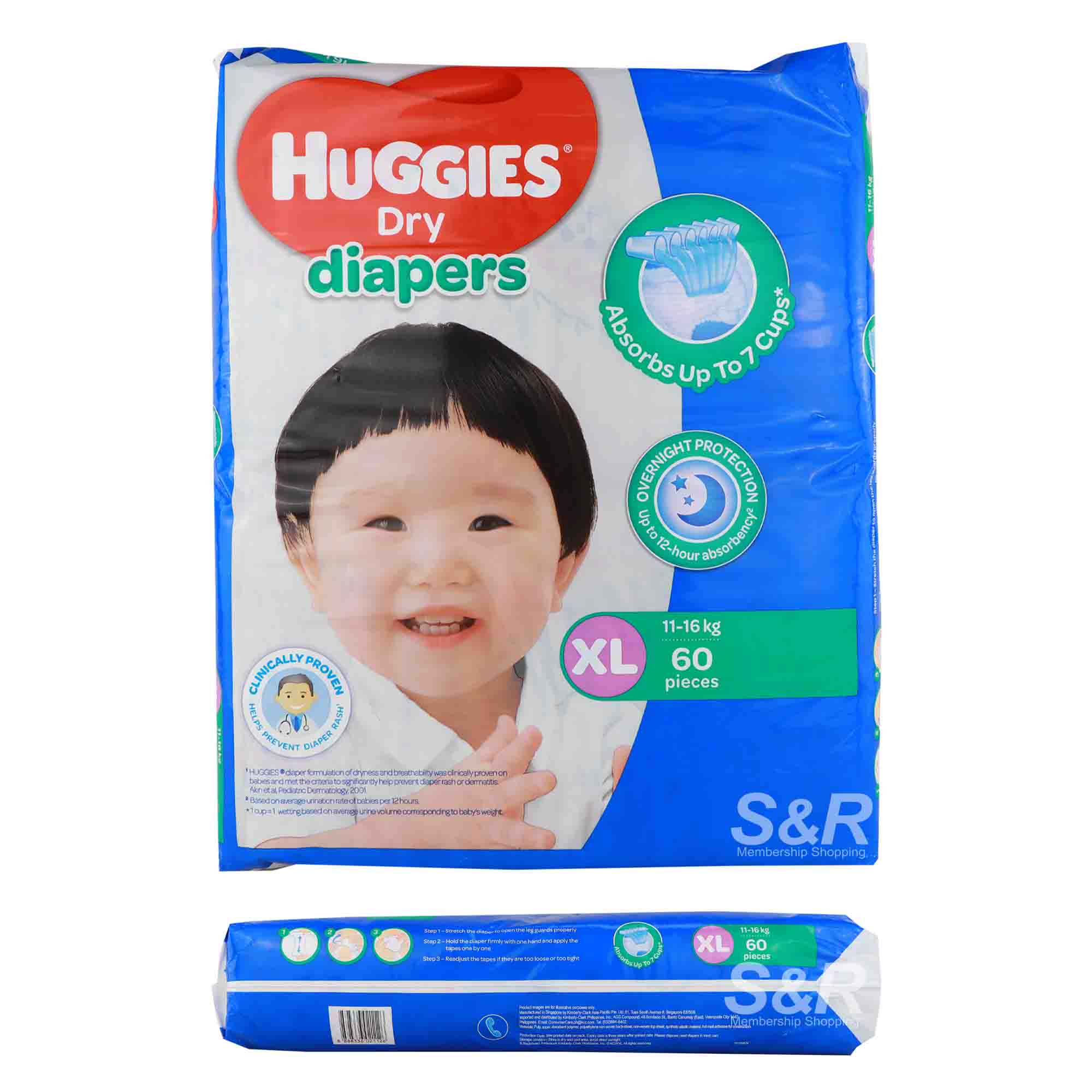 Huggies Dry Diapers Extra Large 60pcs