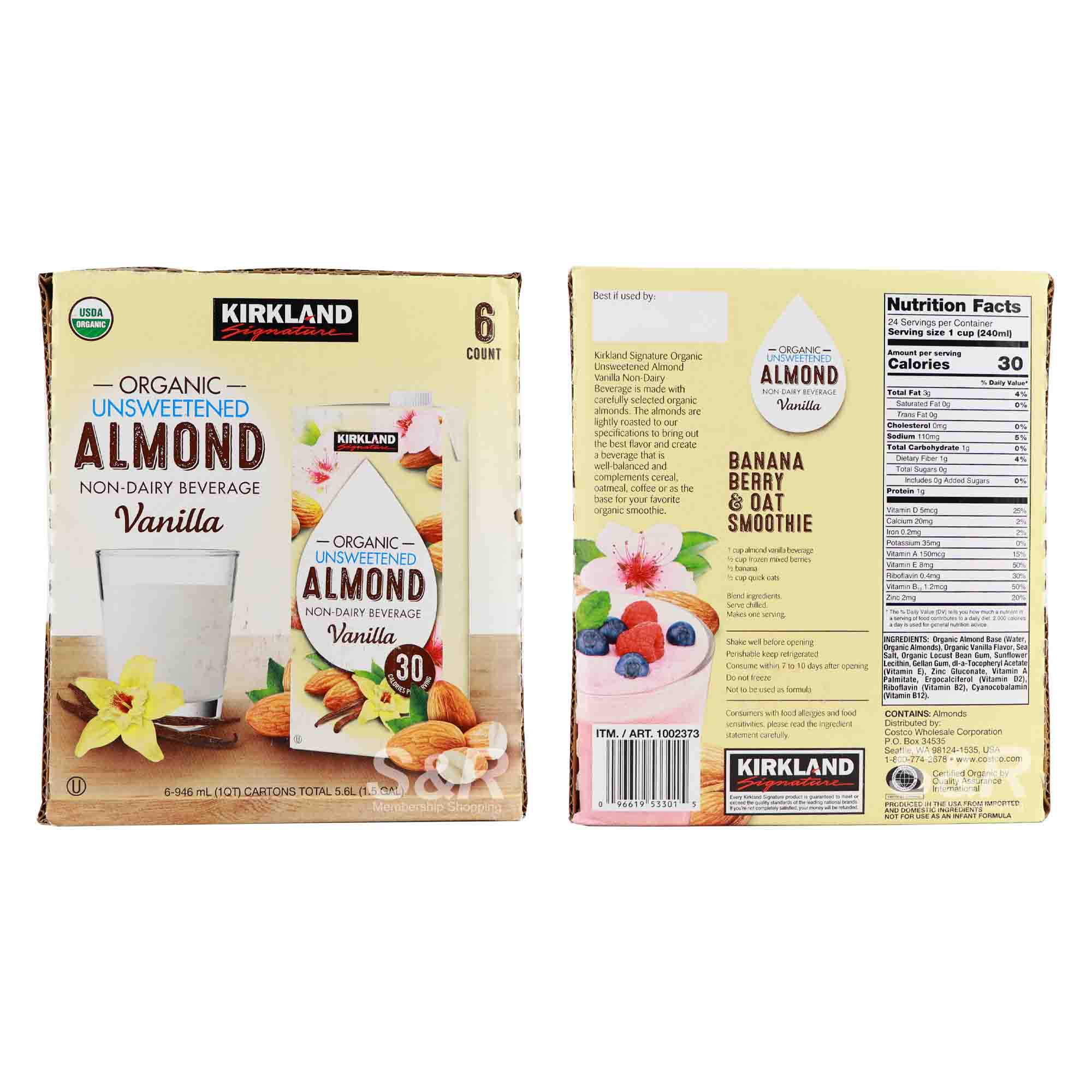 Kirkland Signature Organic Unsweetened Almond Vanilla
