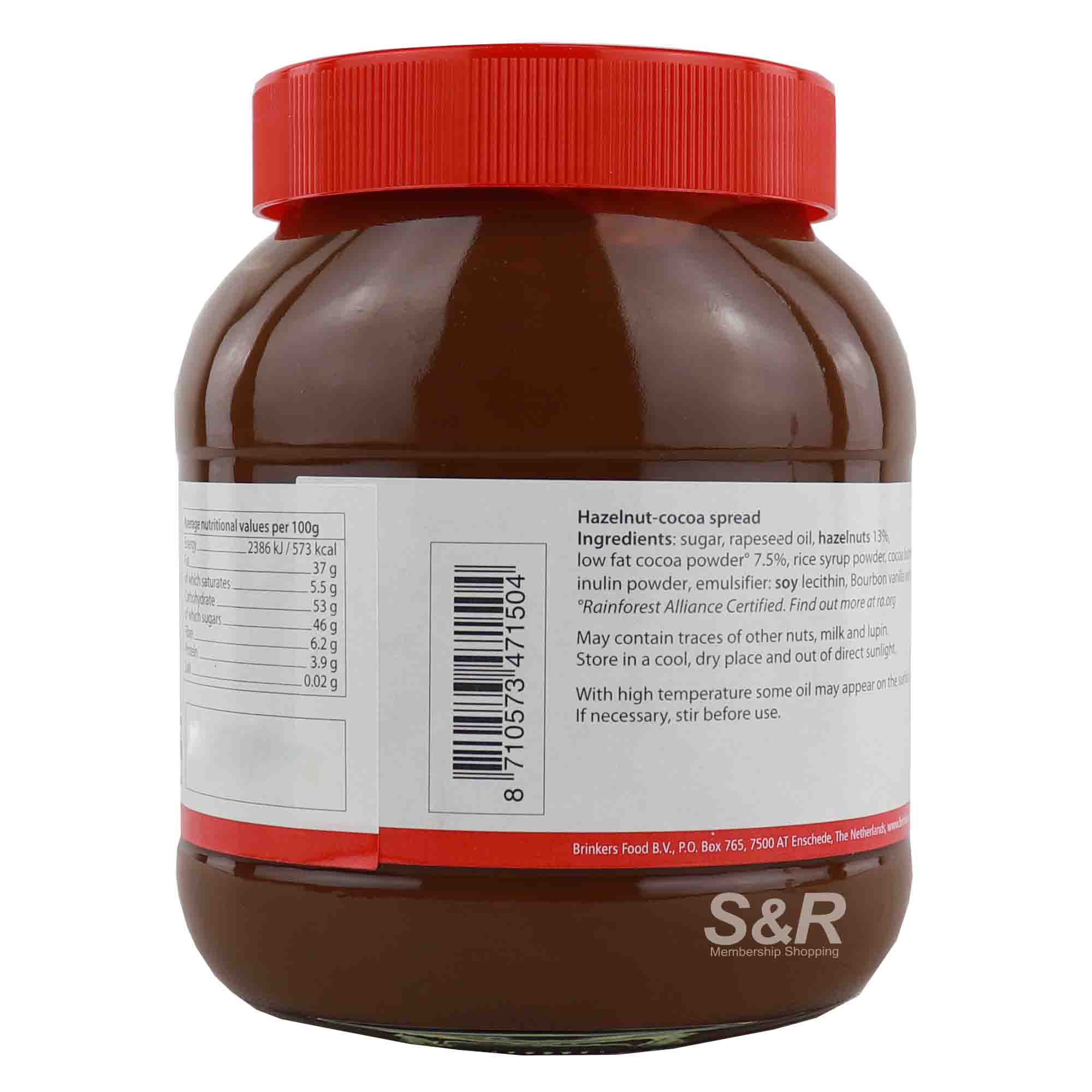 Nusco Palm OilFree and Vegan Hazelnut Chocolate Spread 750g