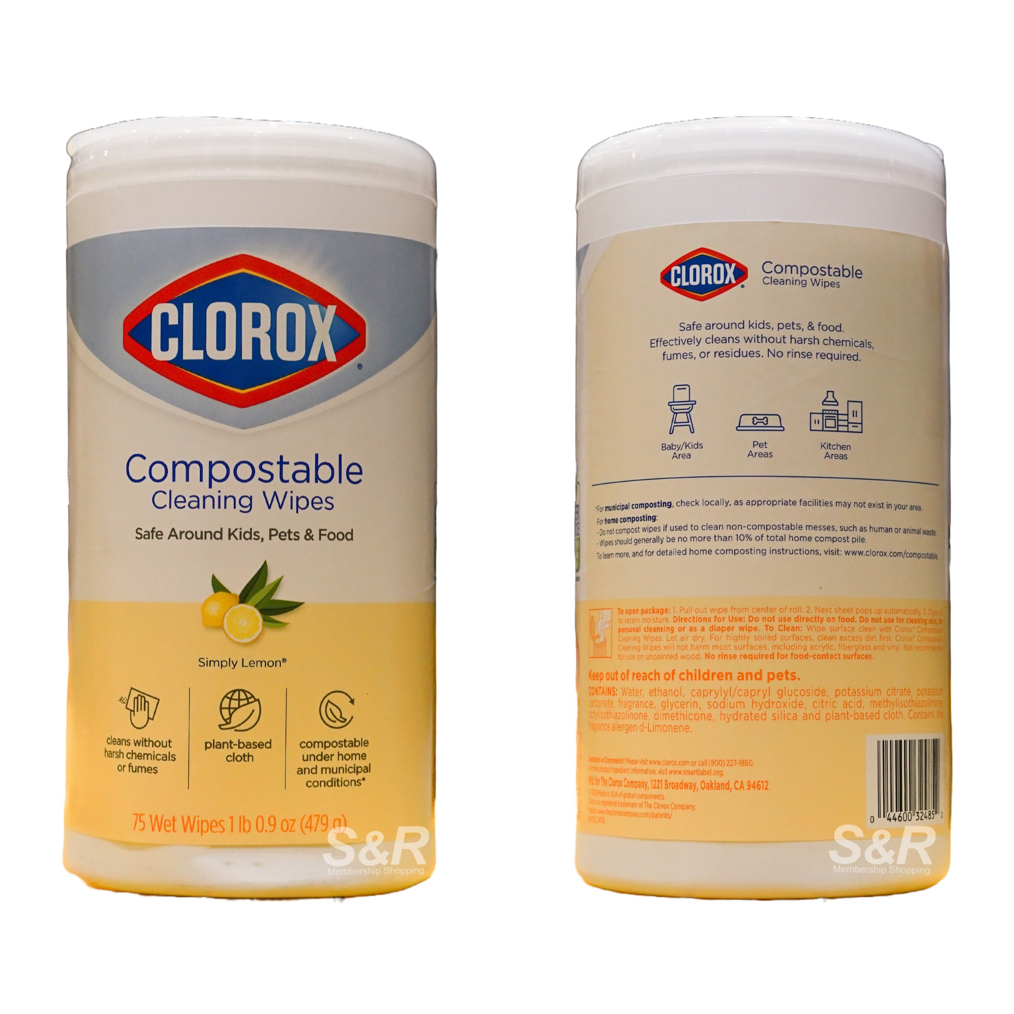 Clorox Simply Lemon Compostable Cleaning Wipes 75pcs